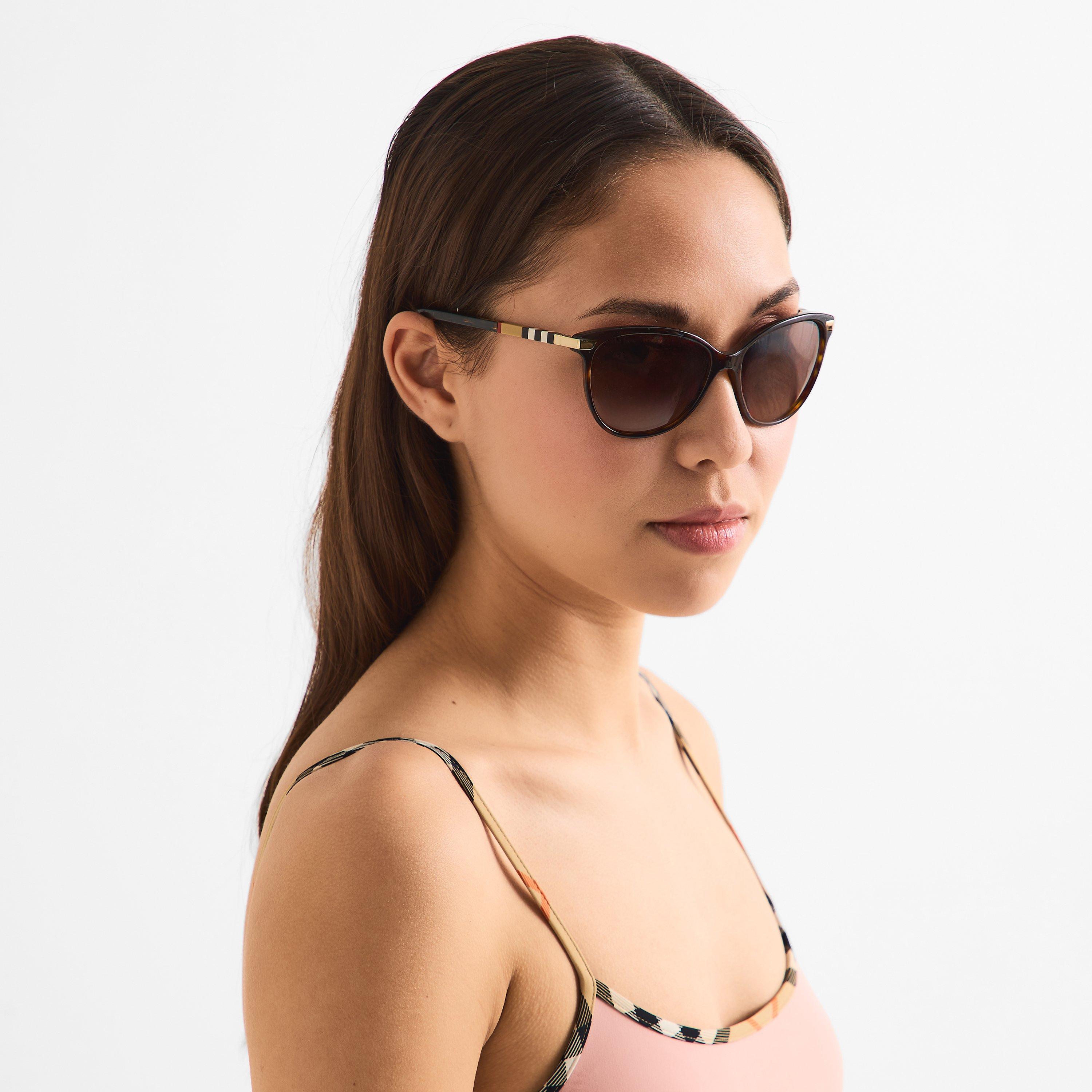 Dark Havana - Burberry - Women's Round Sunglasses - 3