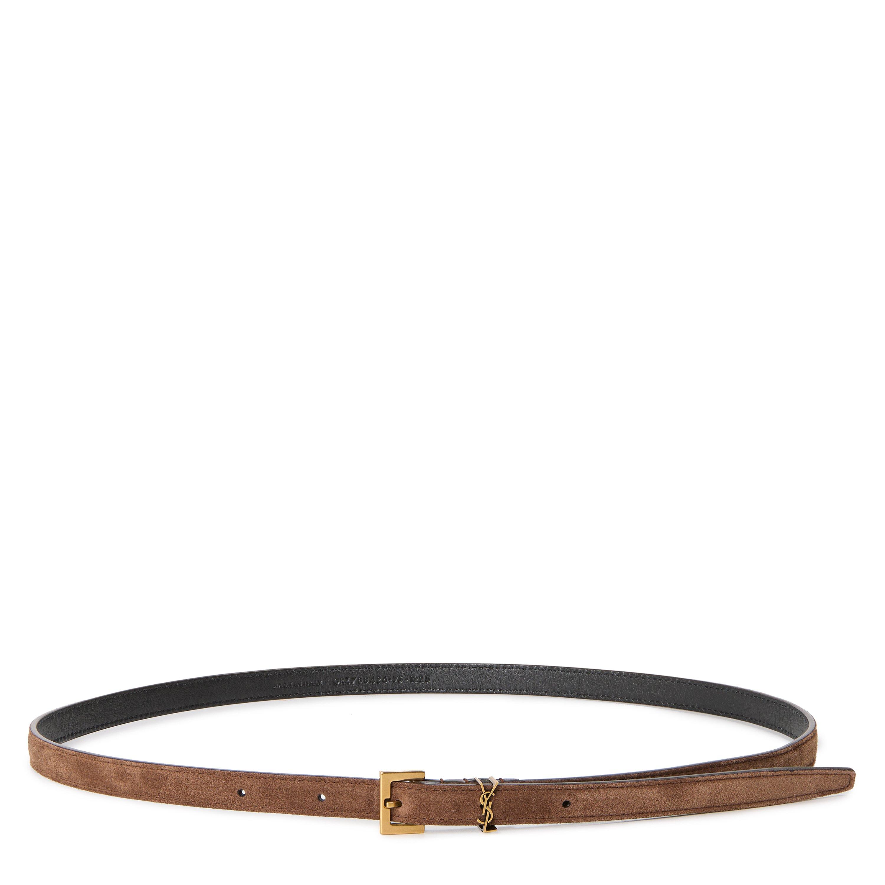 Bark Brown - Saint Laurent - Women's Leather Belt - 1