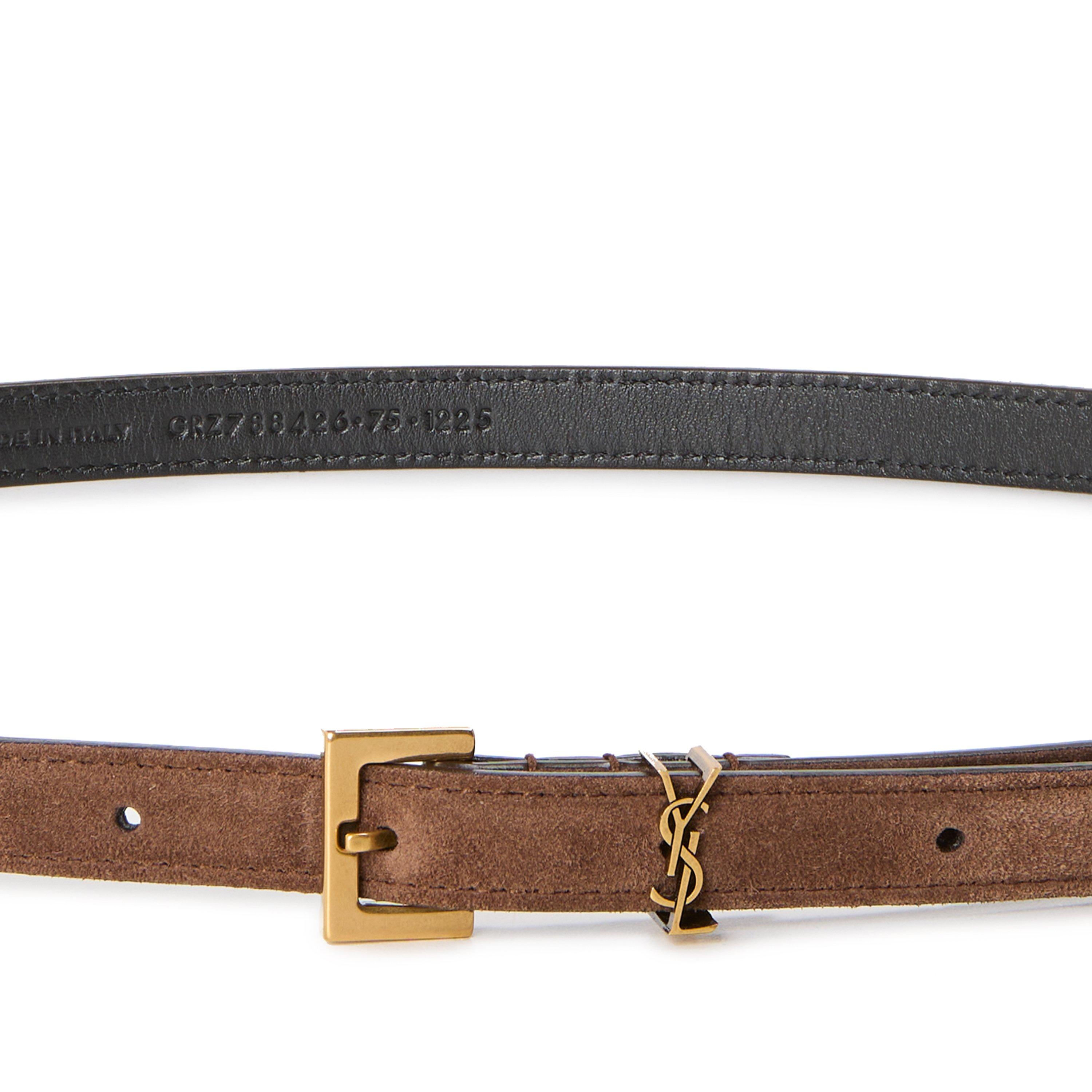 Bark Brown - Saint Laurent - Women's Leather Belt - 3