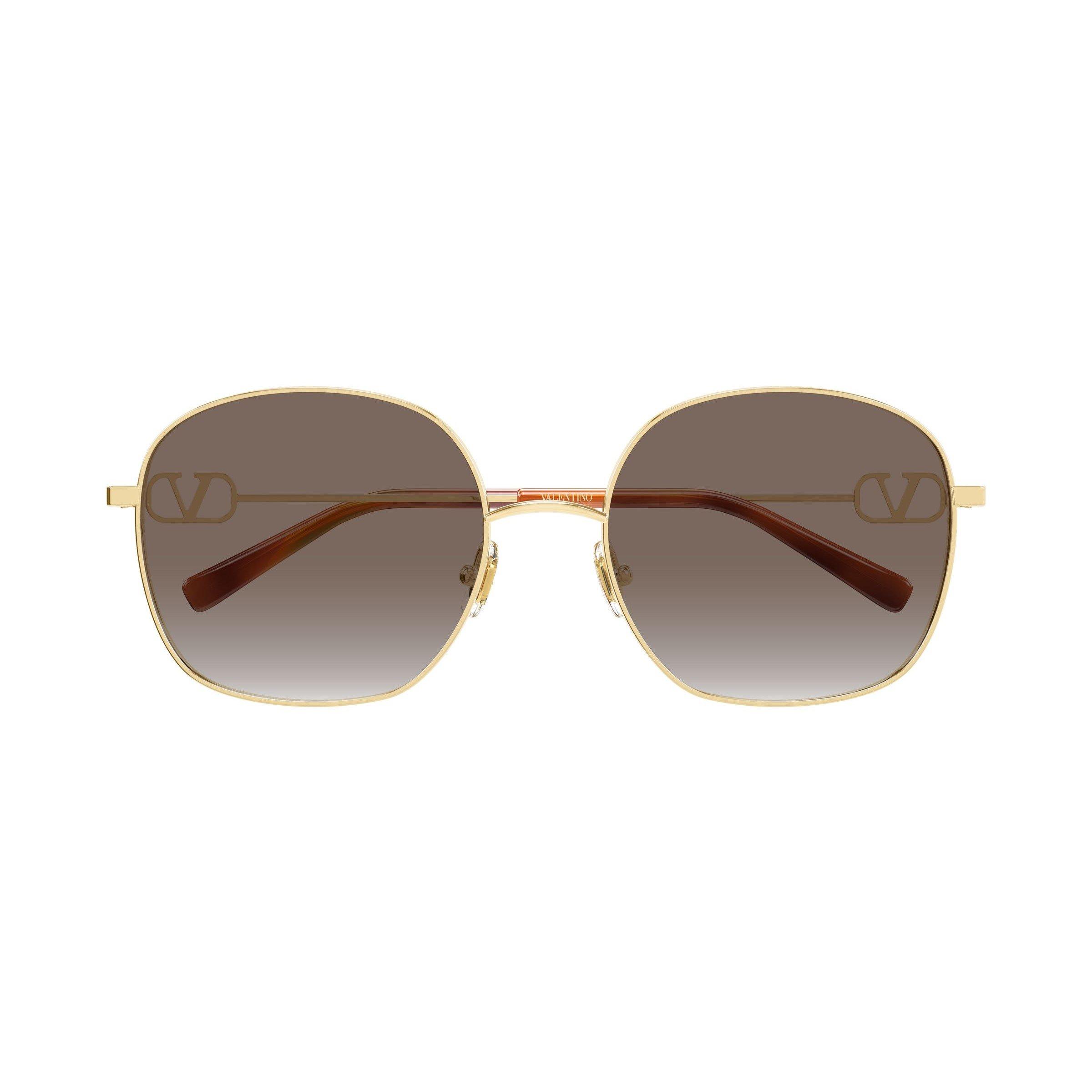 Gold/Brown - Valentino - Women's VG0028S Oversized Sunglasses - 2