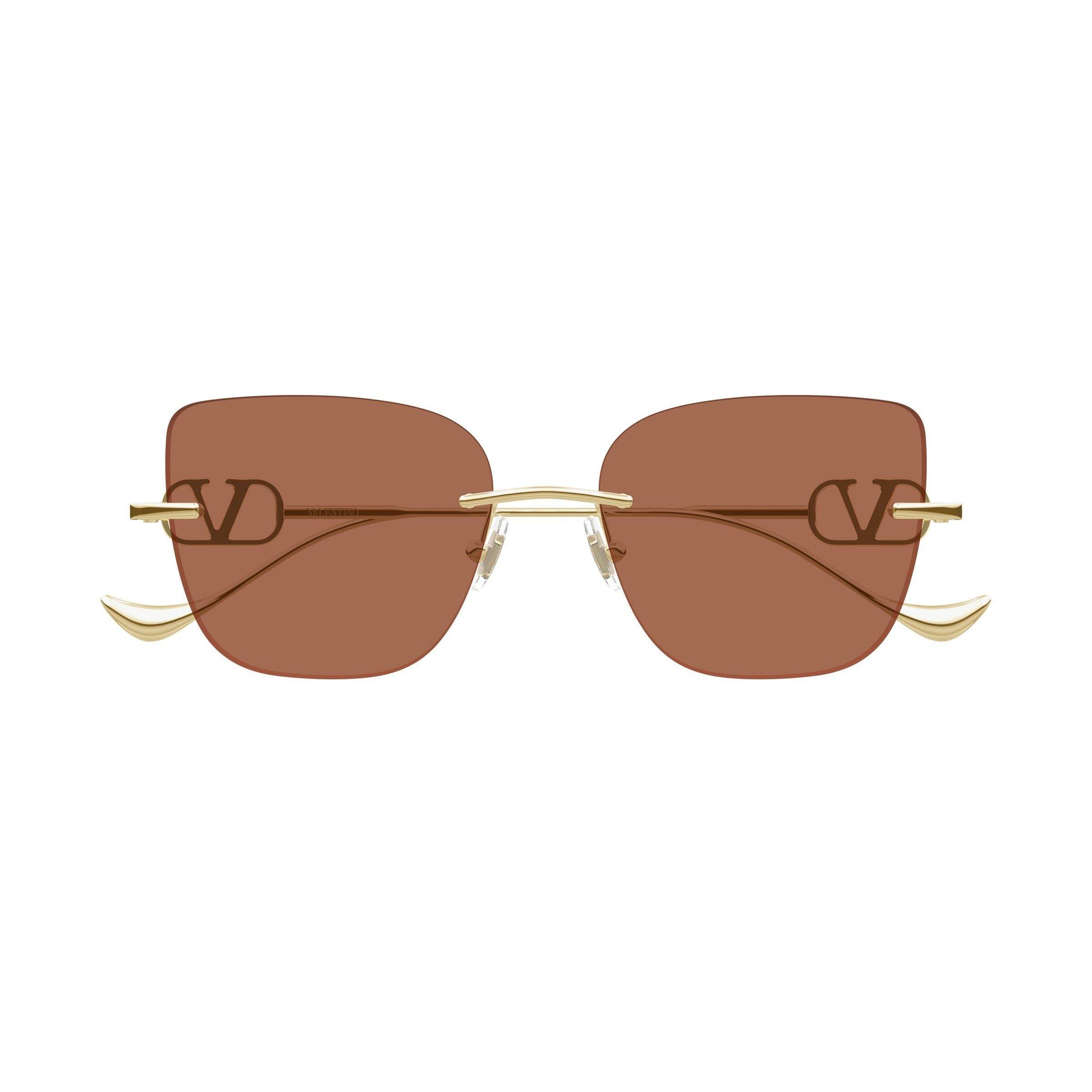 Gold/Brown - Valentino - Women's VG0033S Cat Eye Sunglasses - 2