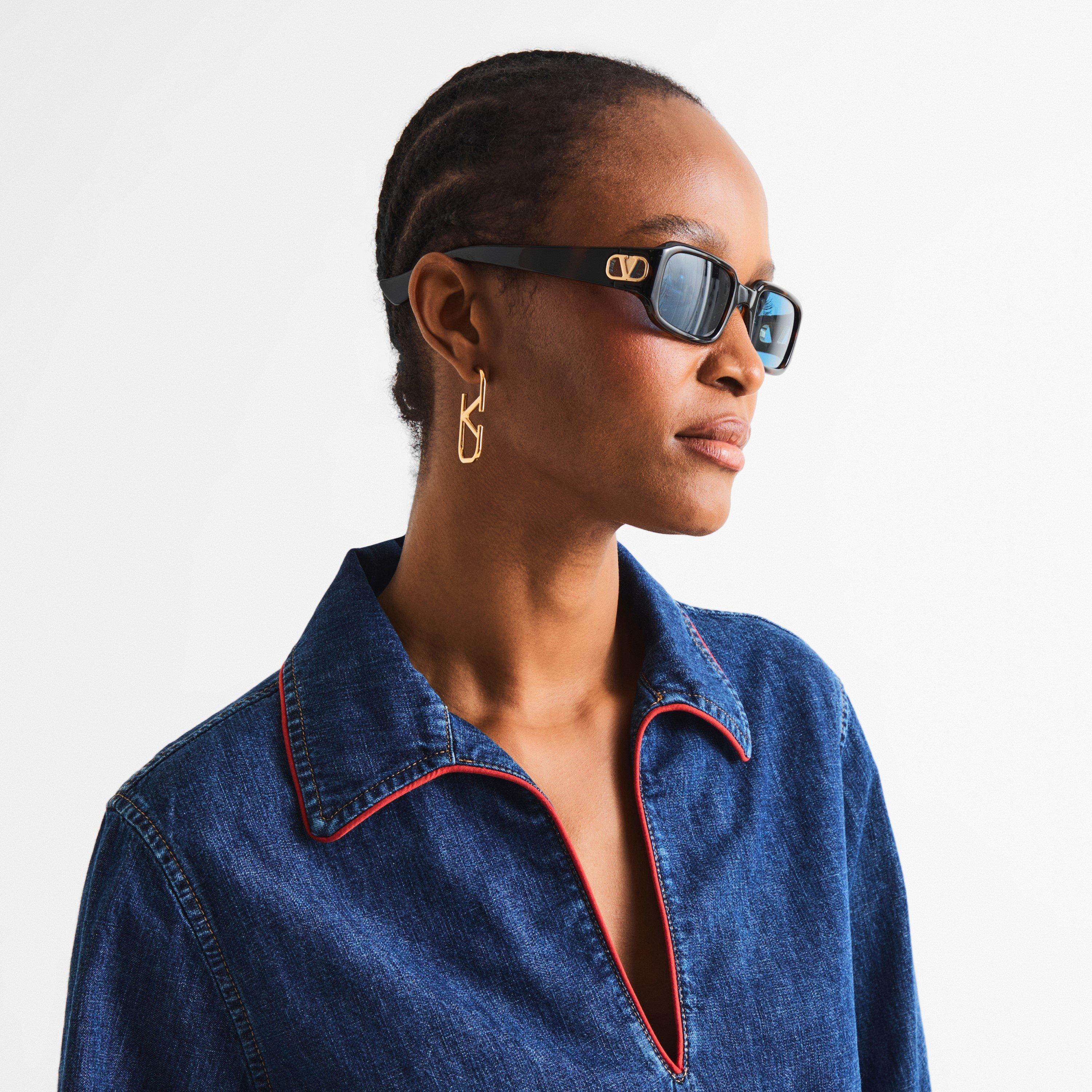 Havana/Blue - Valentino - Valentino Womens VG0016S Rectangle Sunglasses - 3