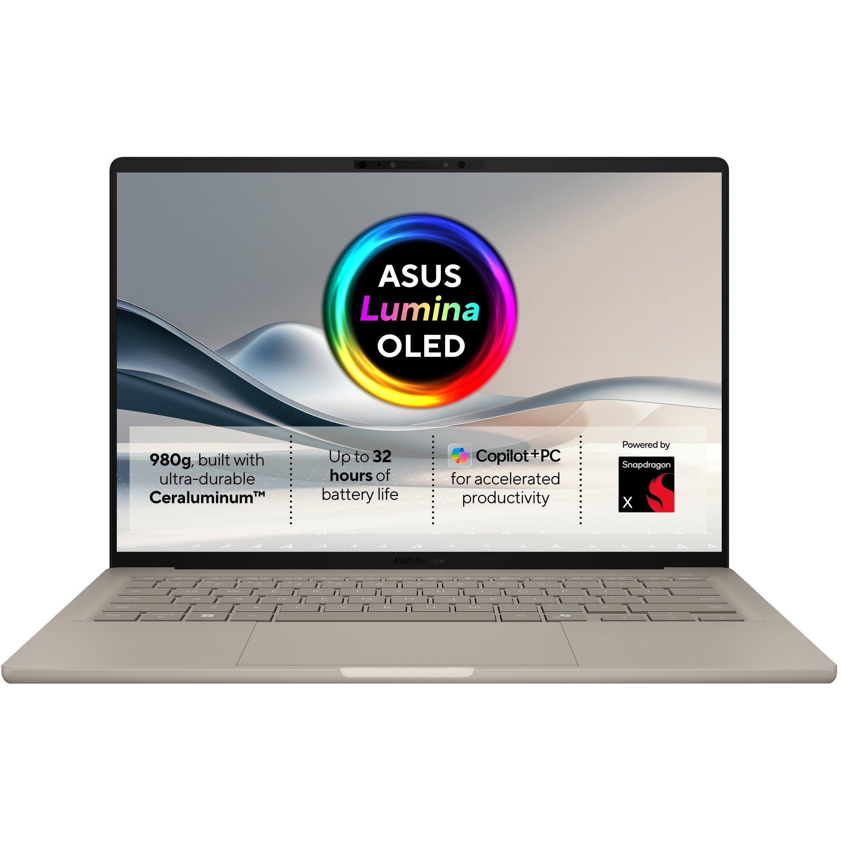 Beige - ASUS - ASUS Zenbook A14 UX3407QA 14Inch Laptop - Qualcomm Snapdragon 16GB 1TB - 1
