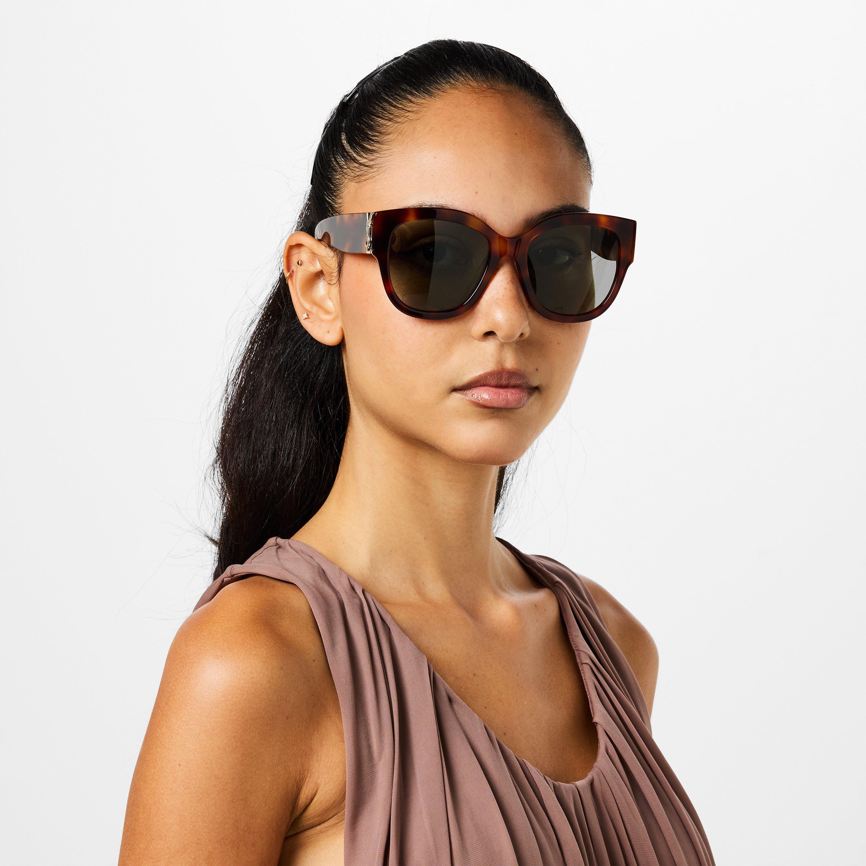 Havana Green003 - Saint Laurent - Saint Laurent SL M95 Womens Oversized Cat-Eye Sunglasses - 2
