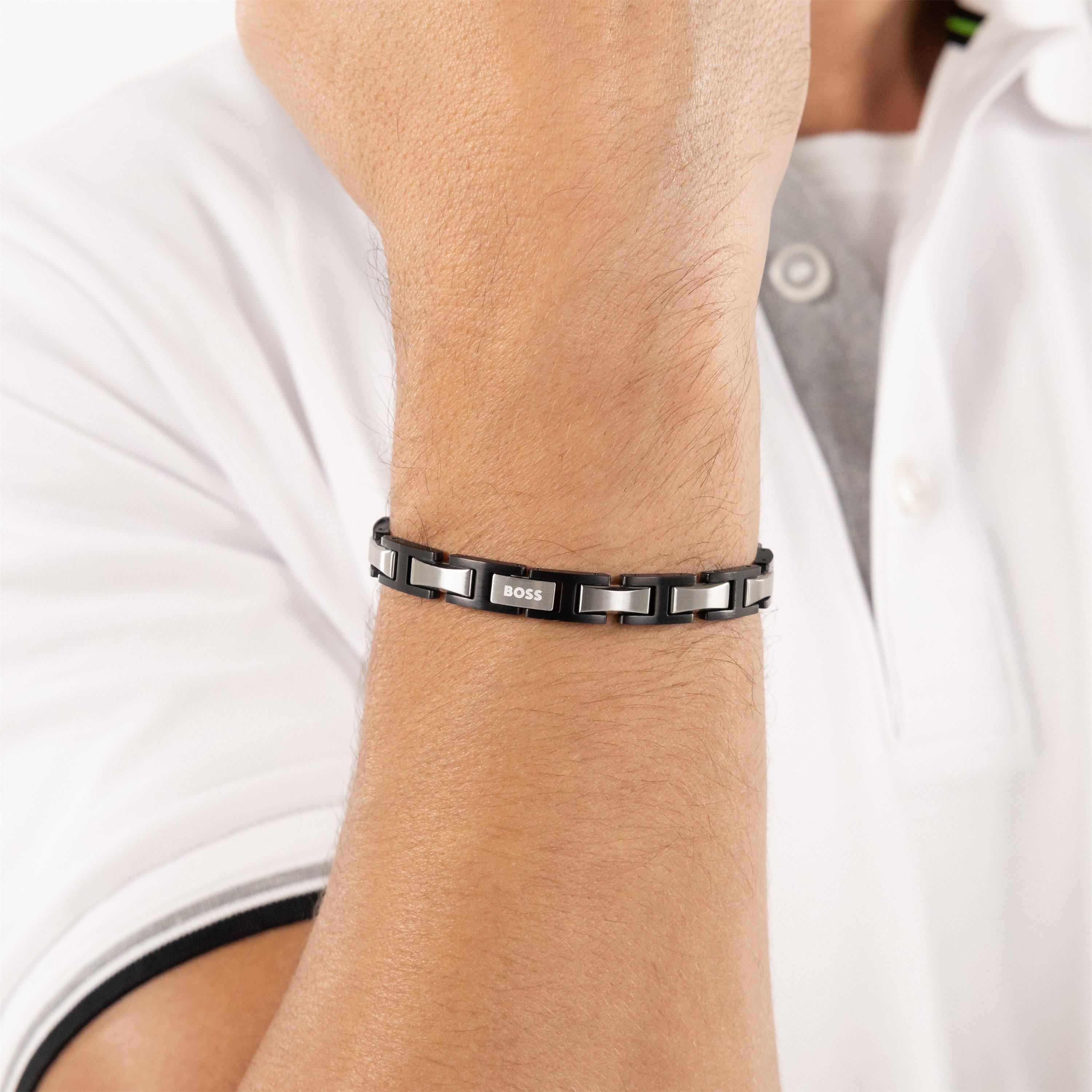 Silver/Black - Boss - Gents BOSS Nolan Bracelet - 4