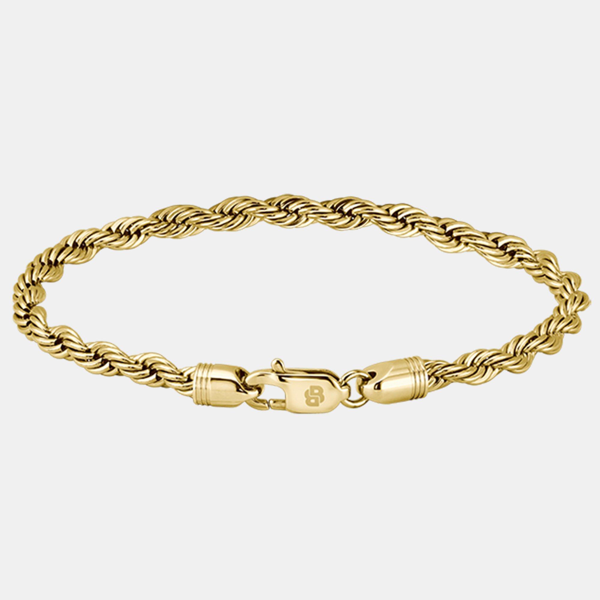 Gold - Boss - Gents BOSS Myles Gold IP Rope Chain Bracelet - 2