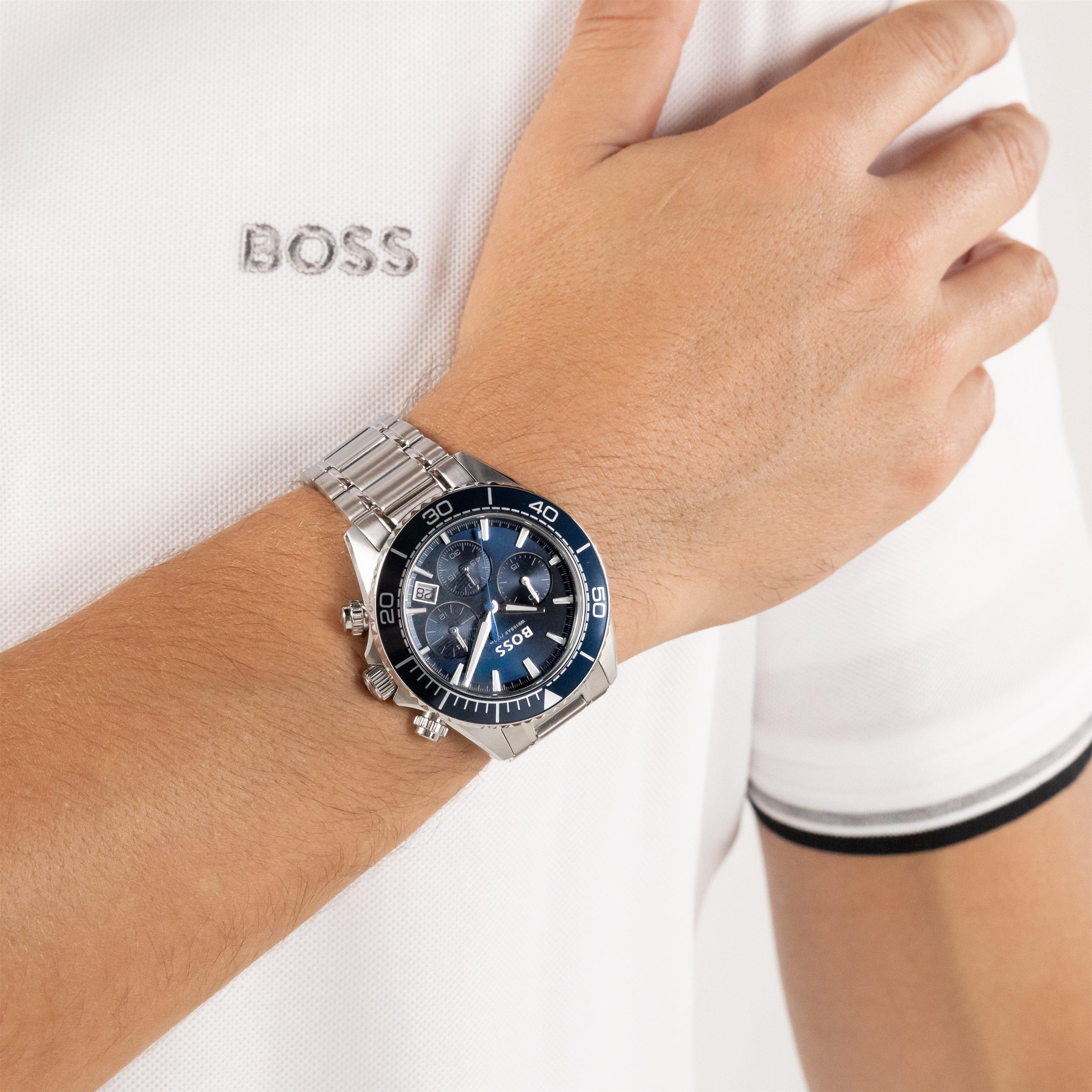 Blue/Silver - Boss - Gents BOSS Sealiner Chrono Stainless Steel Watch - 4