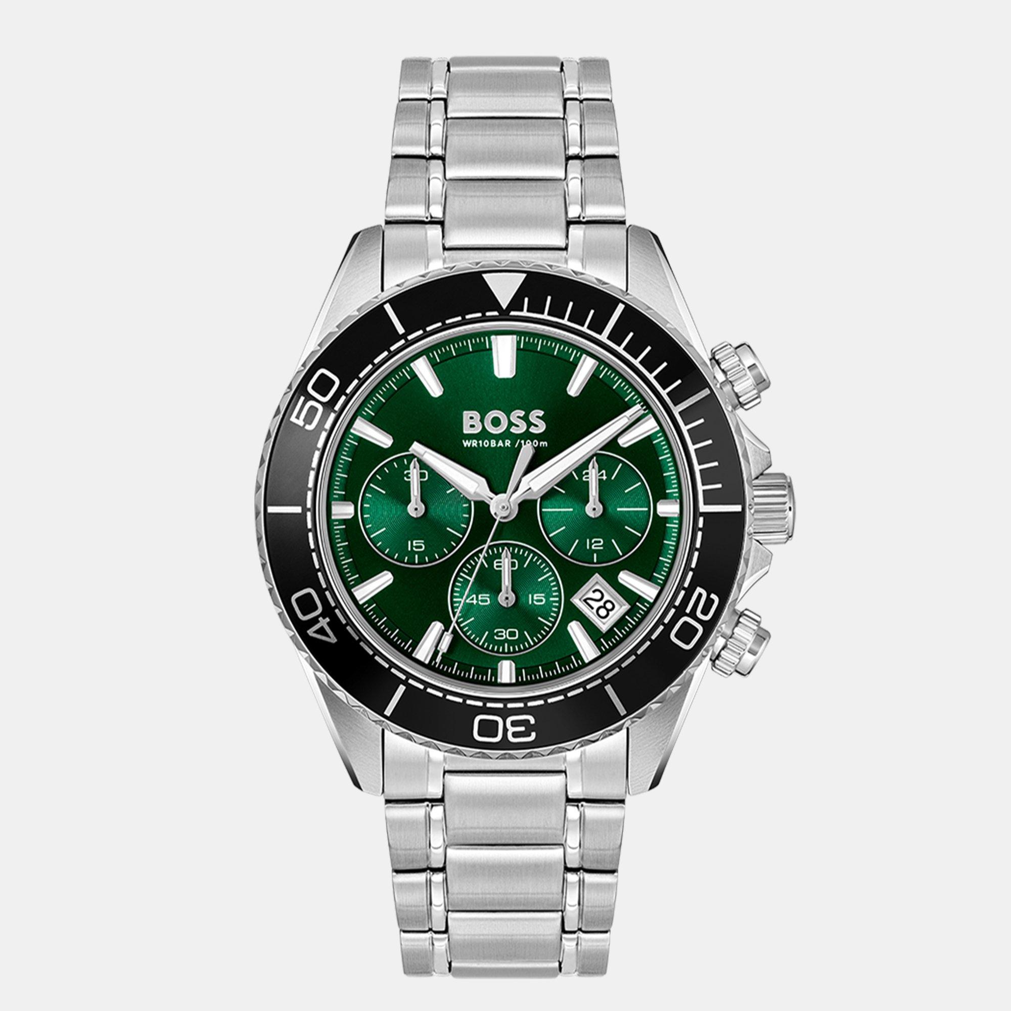 Boss Gents BOSS Sealiner Chrono Stainless Steel Watch - Green/Silver