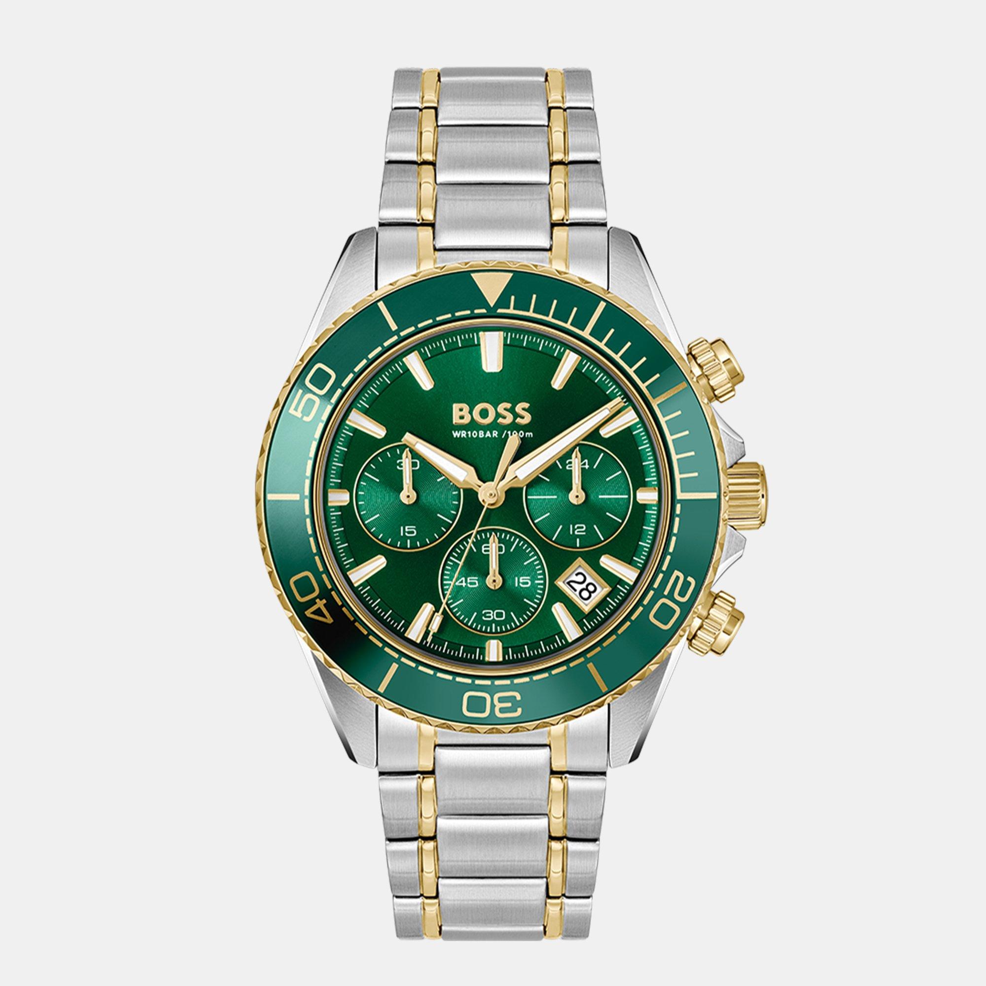 Boss Gents BOSS Sealiner Chrono Stainless Steel Watch - Green/Silver