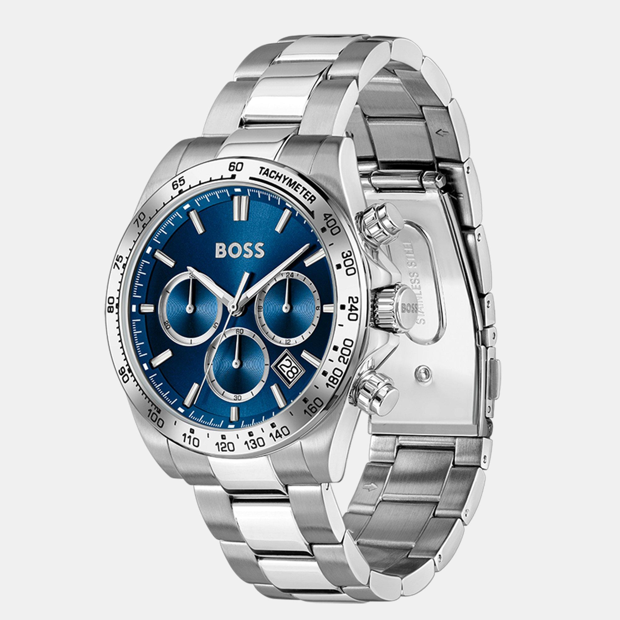 Blue/Silver - Boss - Gents BOSS Hero 2.0 Chrono Stainless Steel Watch - 3