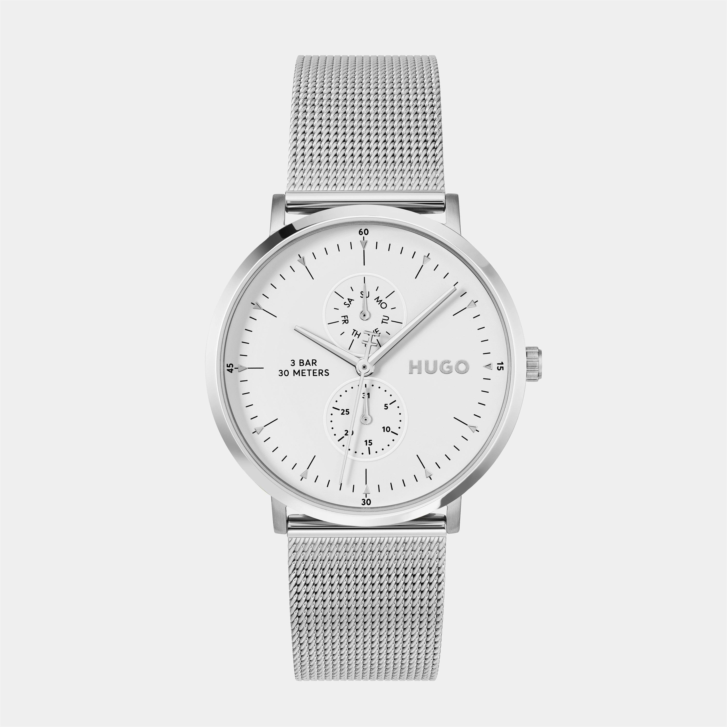 Hugo Gents HUGO #STYLE Stainless Steel Mesh Watch - White/Silver