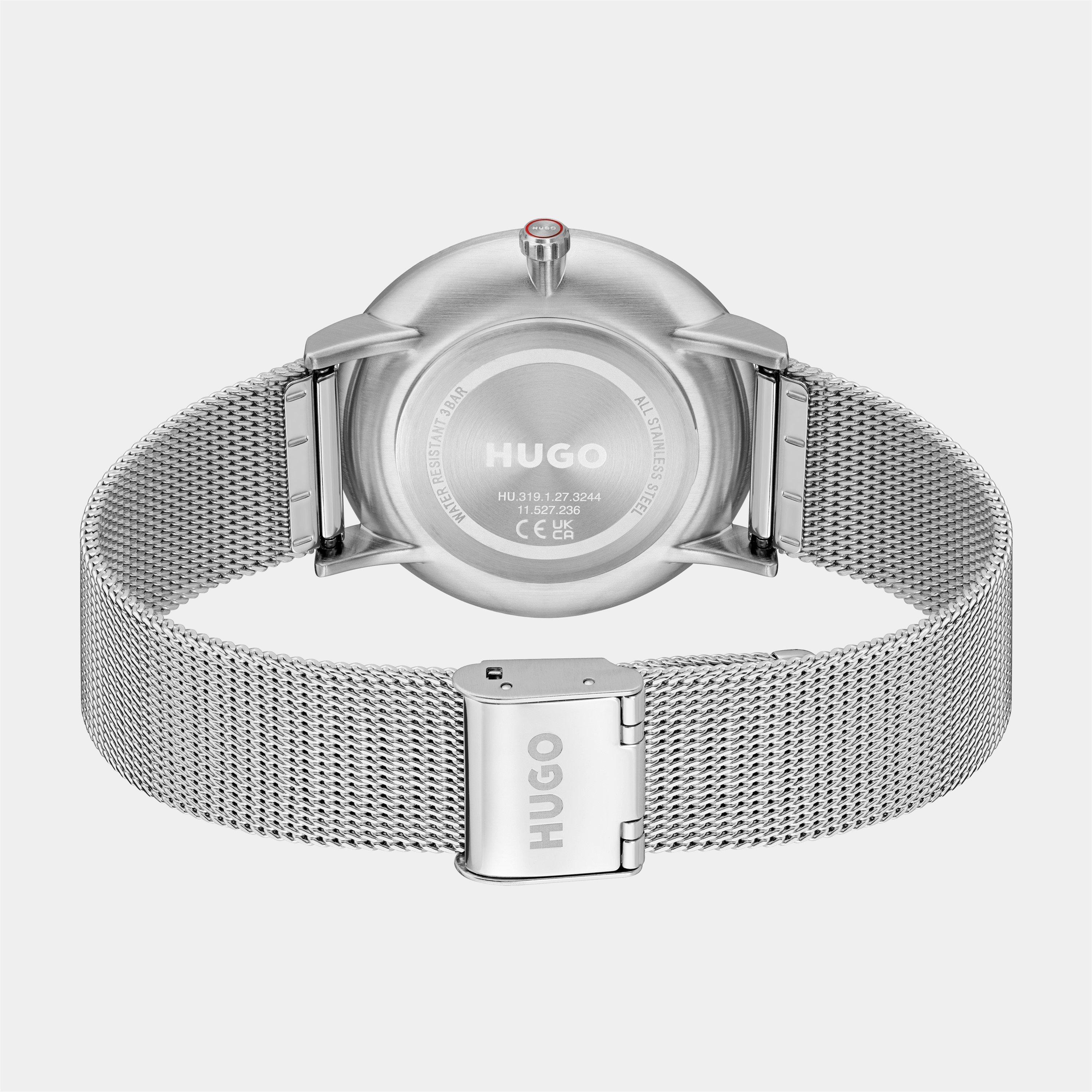White/Silver - Hugo - Gents HUGO #STYLE Stainless Steel Mesh Watch - 2