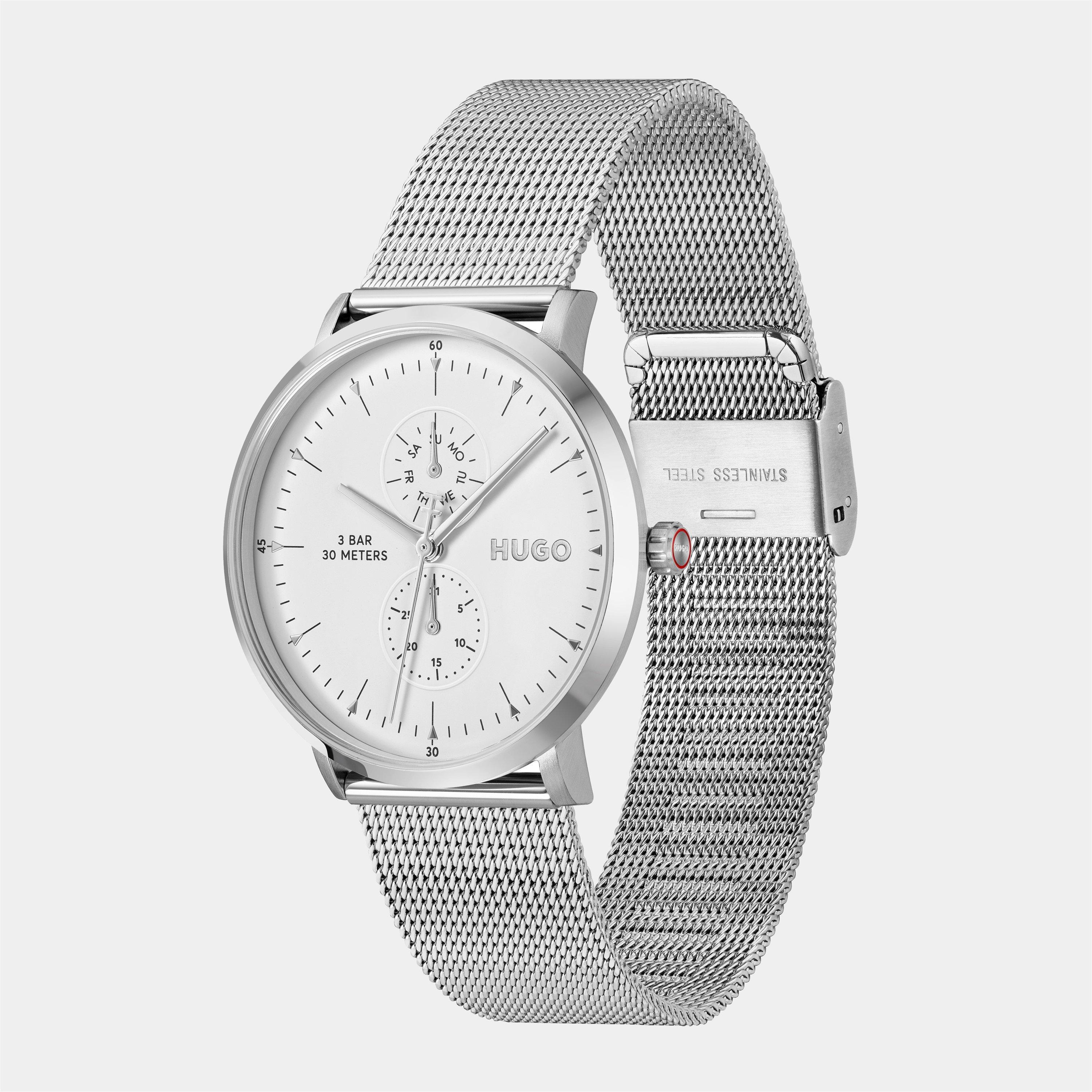 White/Silver - Hugo - Gents HUGO #STYLE Stainless Steel Mesh Watch - 3