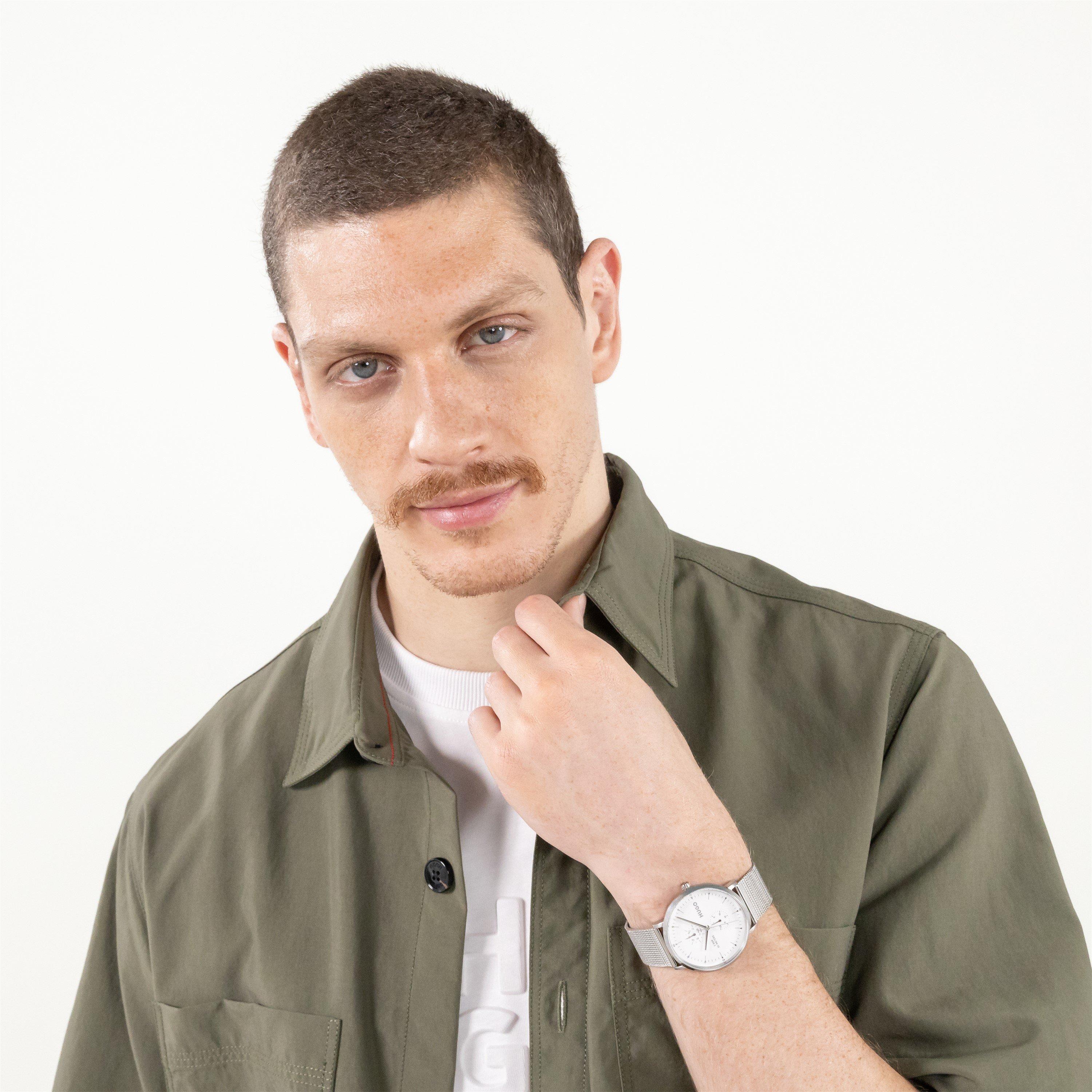 White/Silver - Hugo - Gents HUGO #STYLE Stainless Steel Mesh Watch - 5