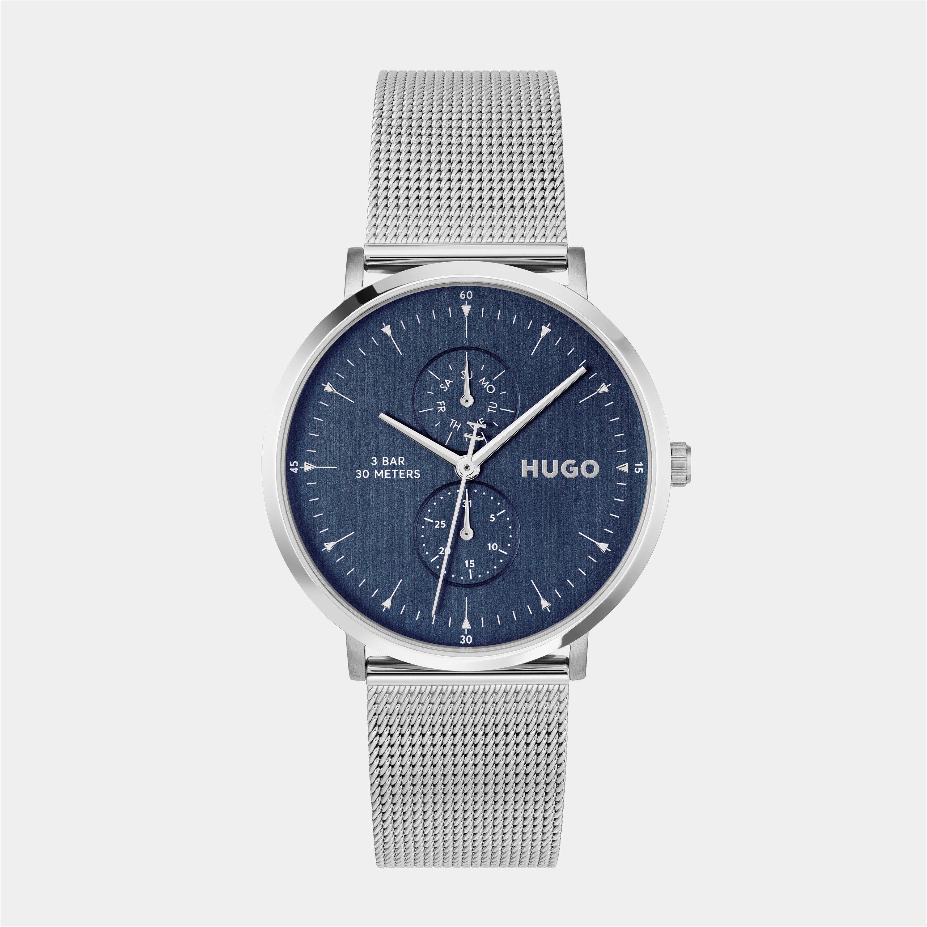 Hugo Gents HUGO #STYLE Stainless Steel Mesh Watch - Blue/Silver