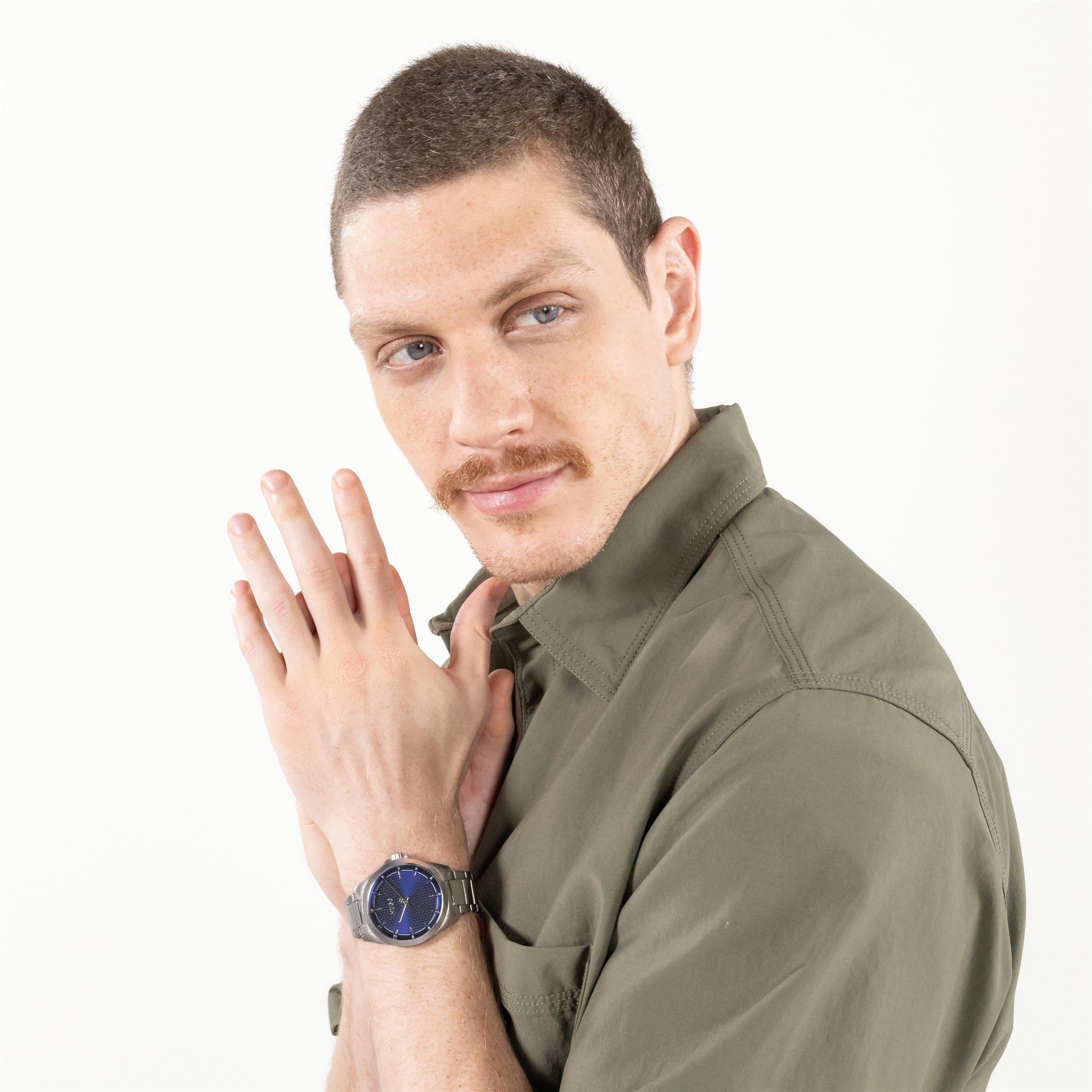 Blue/Silver - Hugo - Gents HUGO #SEAM Bracelet Watch - 5