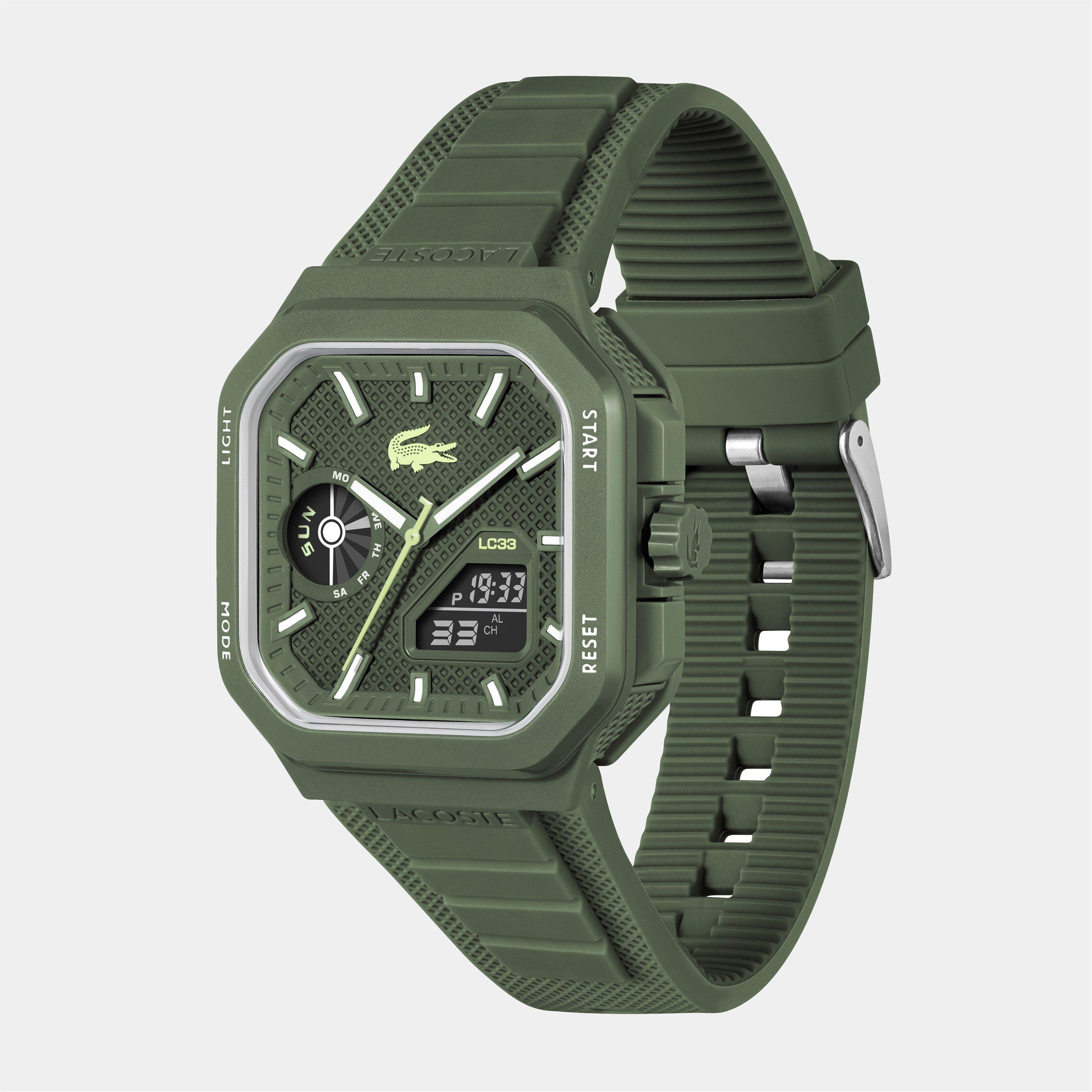 Khaki - Lacoste - Lacoste Mens LC33 Silicone Analog-Digital Watch - 2