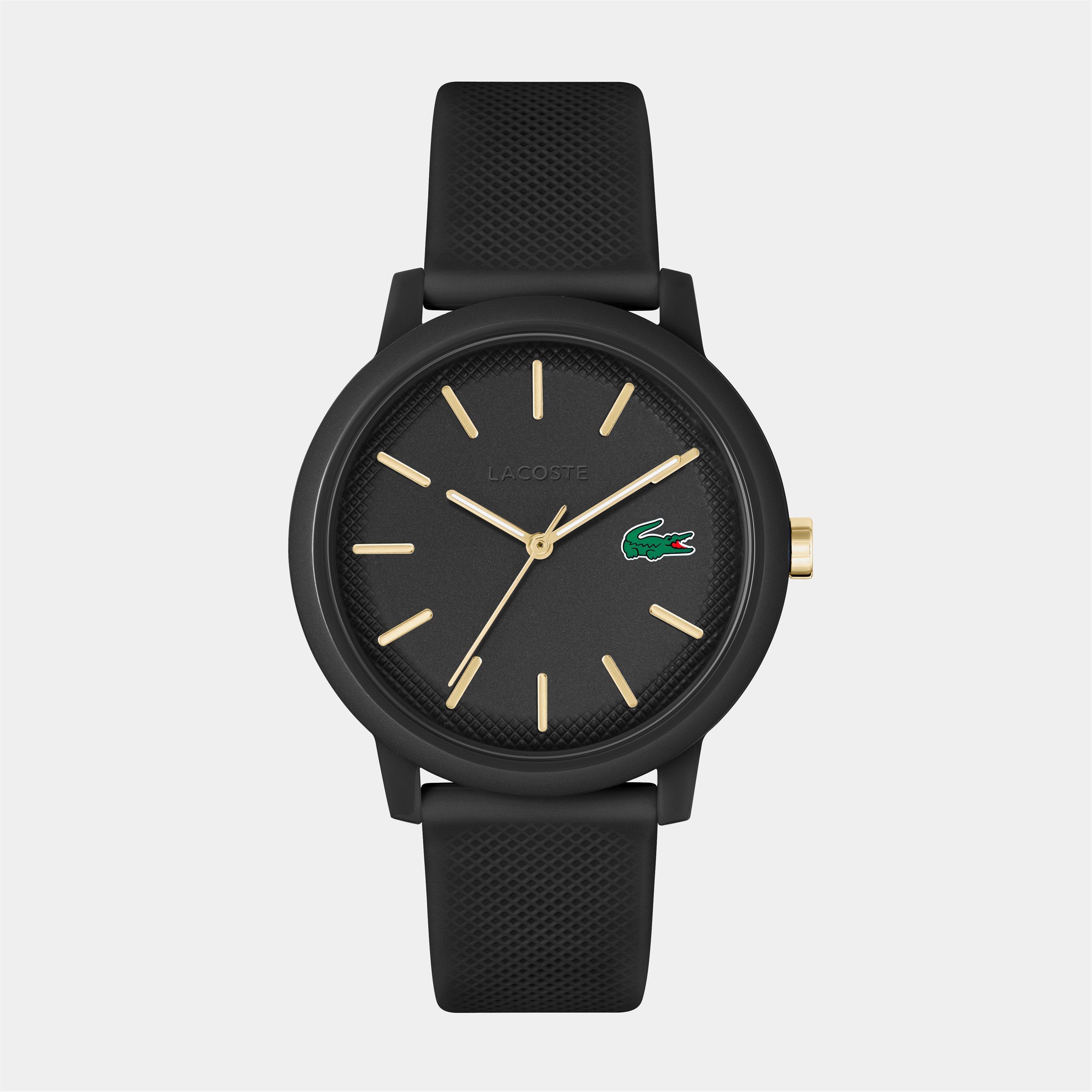 Black - Lacoste - Lacoste.12.12 Men’s Black Silicone Strap Watch - 1