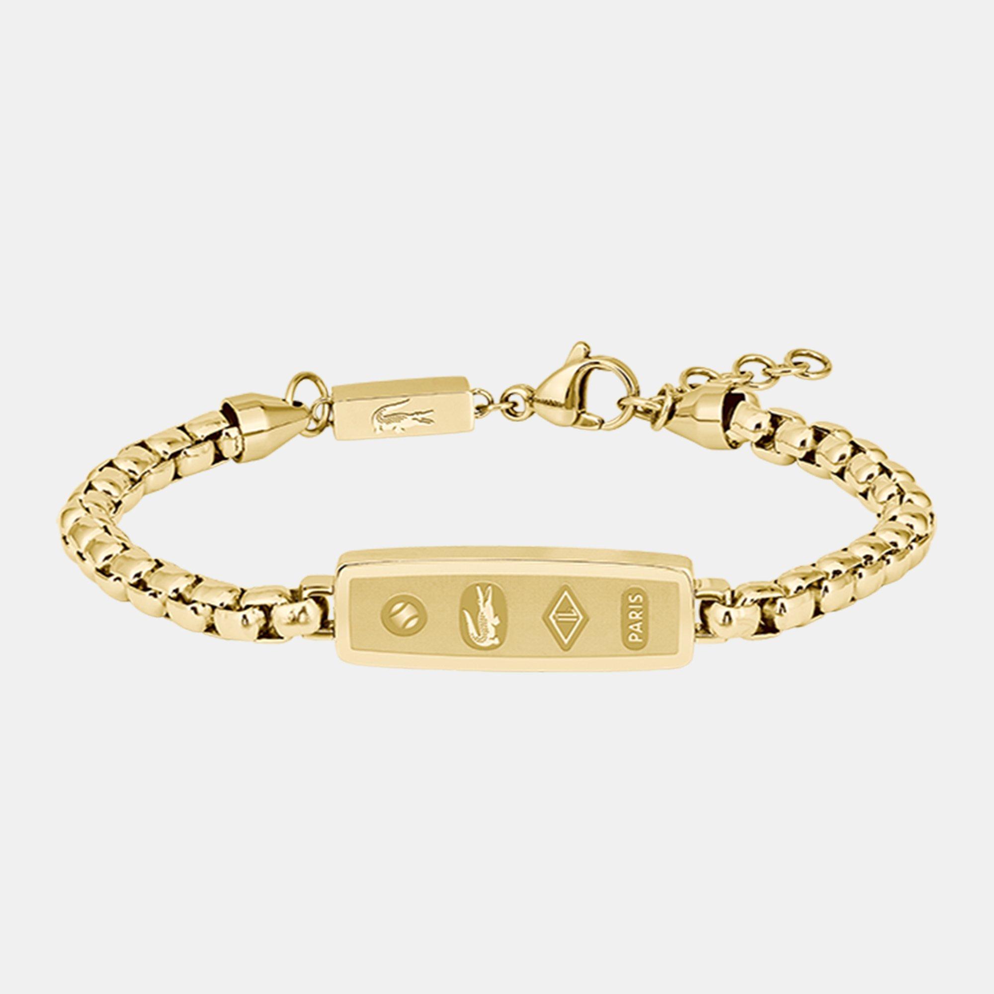 Gold - Lacoste - Lacoste Mens District Gold IP Reversible Pendant Bracelet - 1