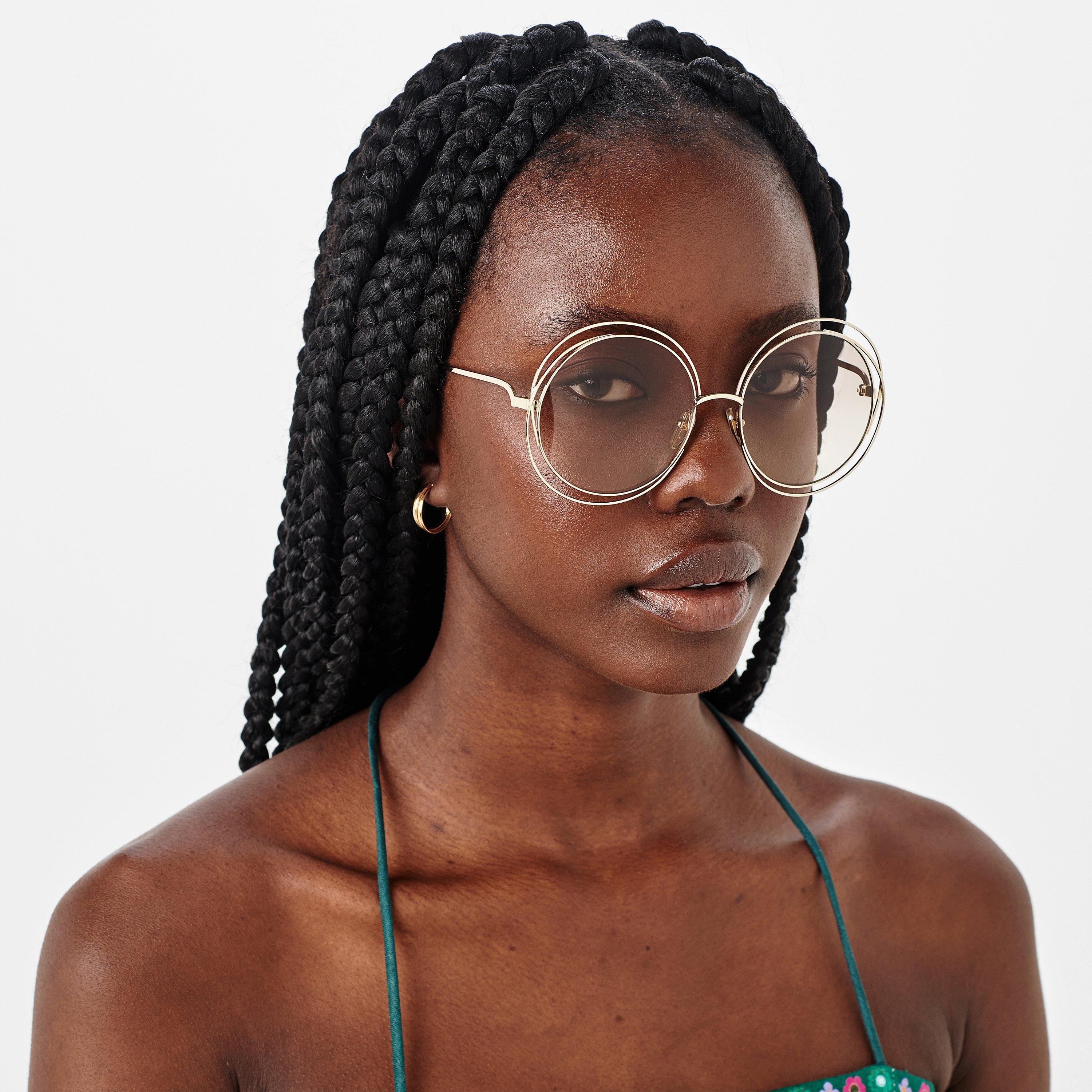 Gold - Chloe - Women's Round Sunglasses - 2