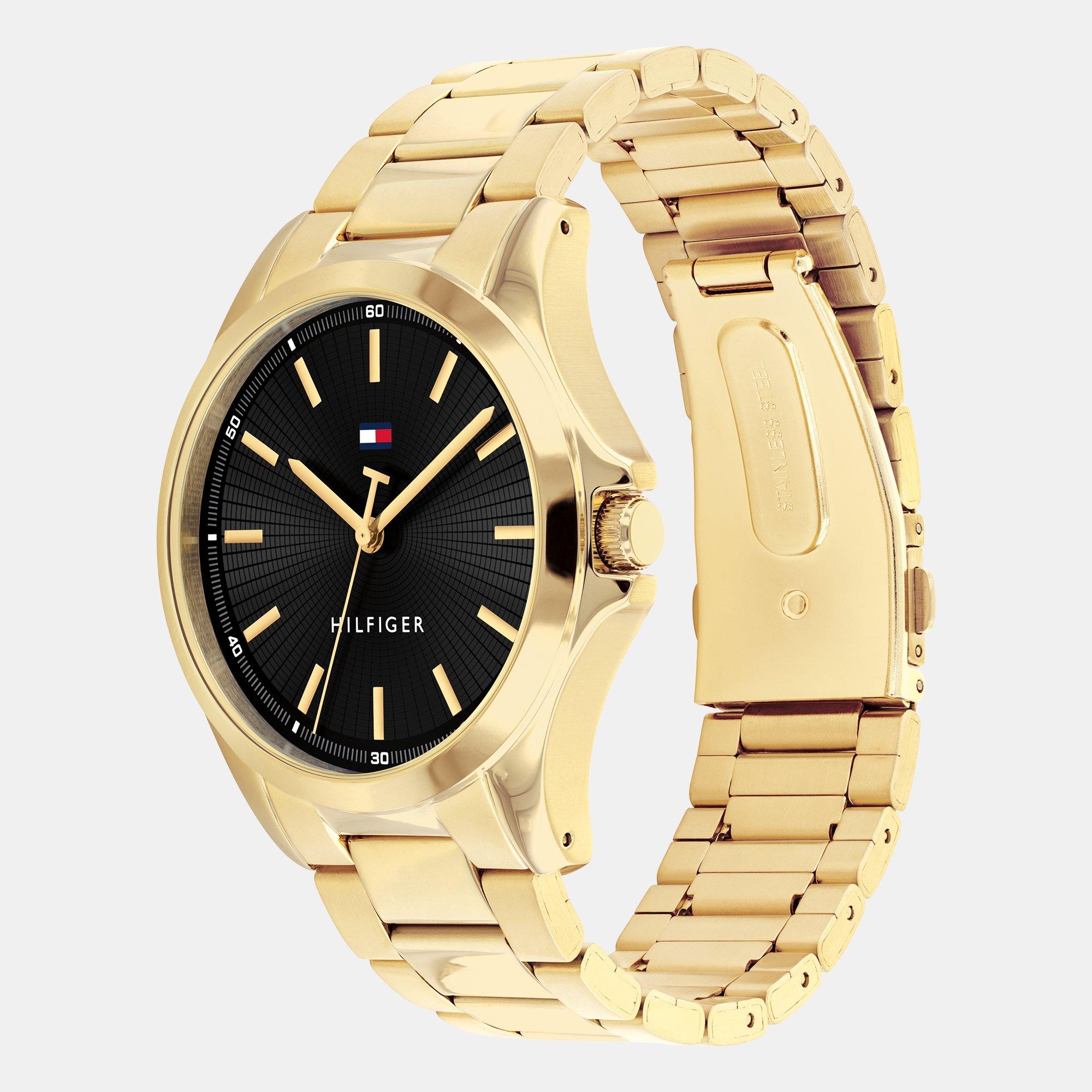 Gold/Gold - Tommy Hilfiger - Tommy Hilfiger Mens Gold Plated Bracelet Watch - 2