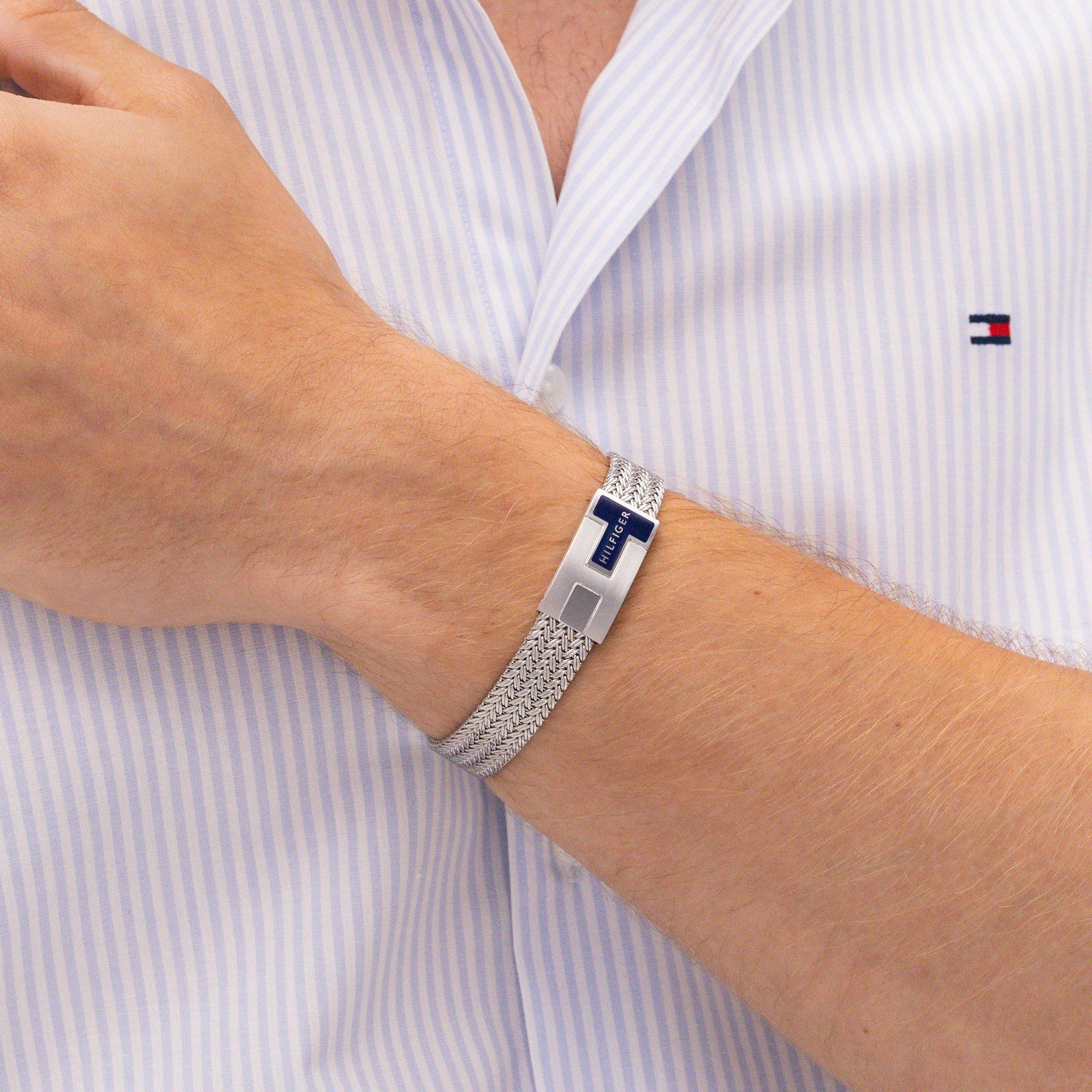 Silver - Tommy Hilfiger - Tommy Hilfiger Men’s Nautical  Stainless Steel Mesh Bracelet - 2