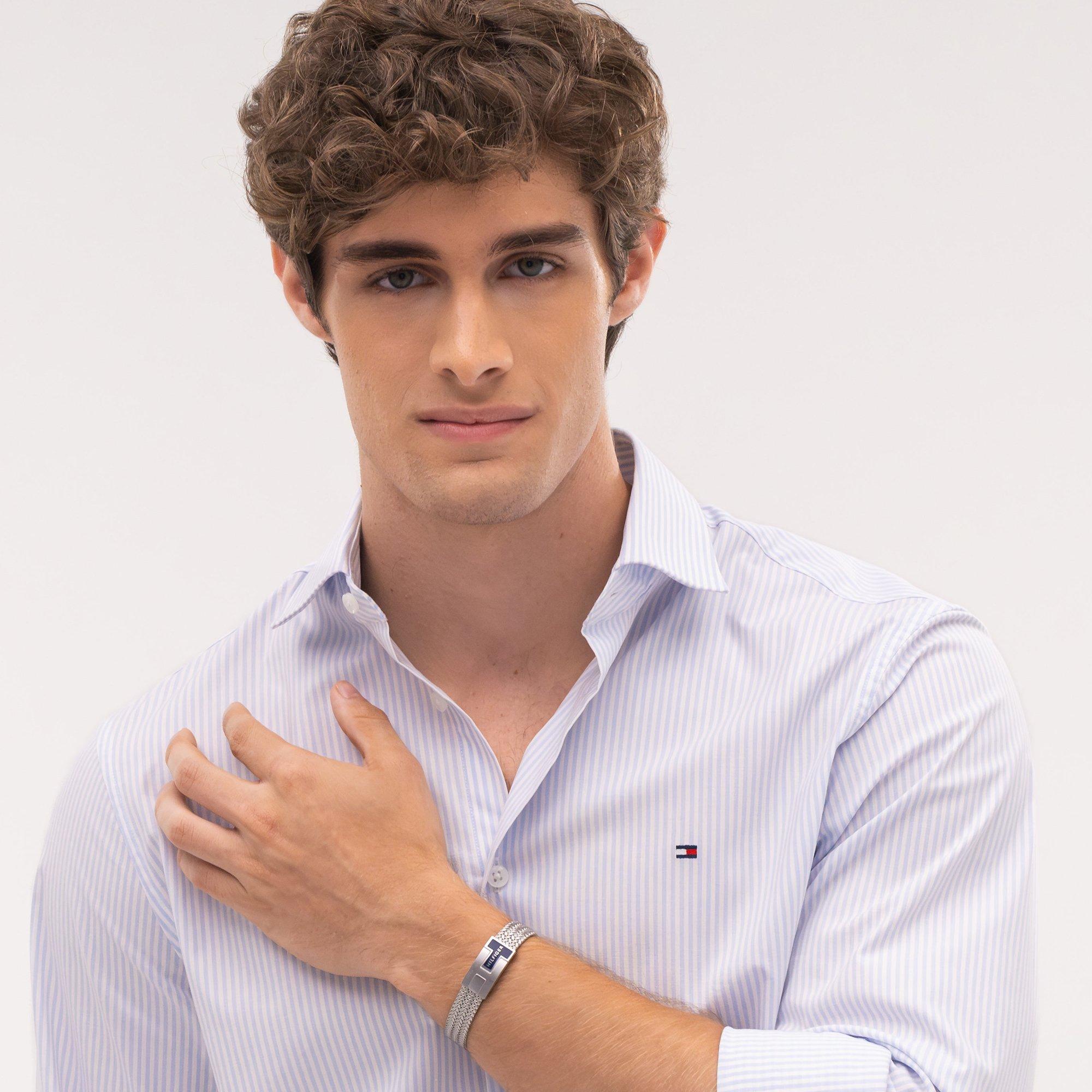 Silver - Tommy Hilfiger - Tommy Hilfiger Men’s Nautical  Stainless Steel Mesh Bracelet - 3