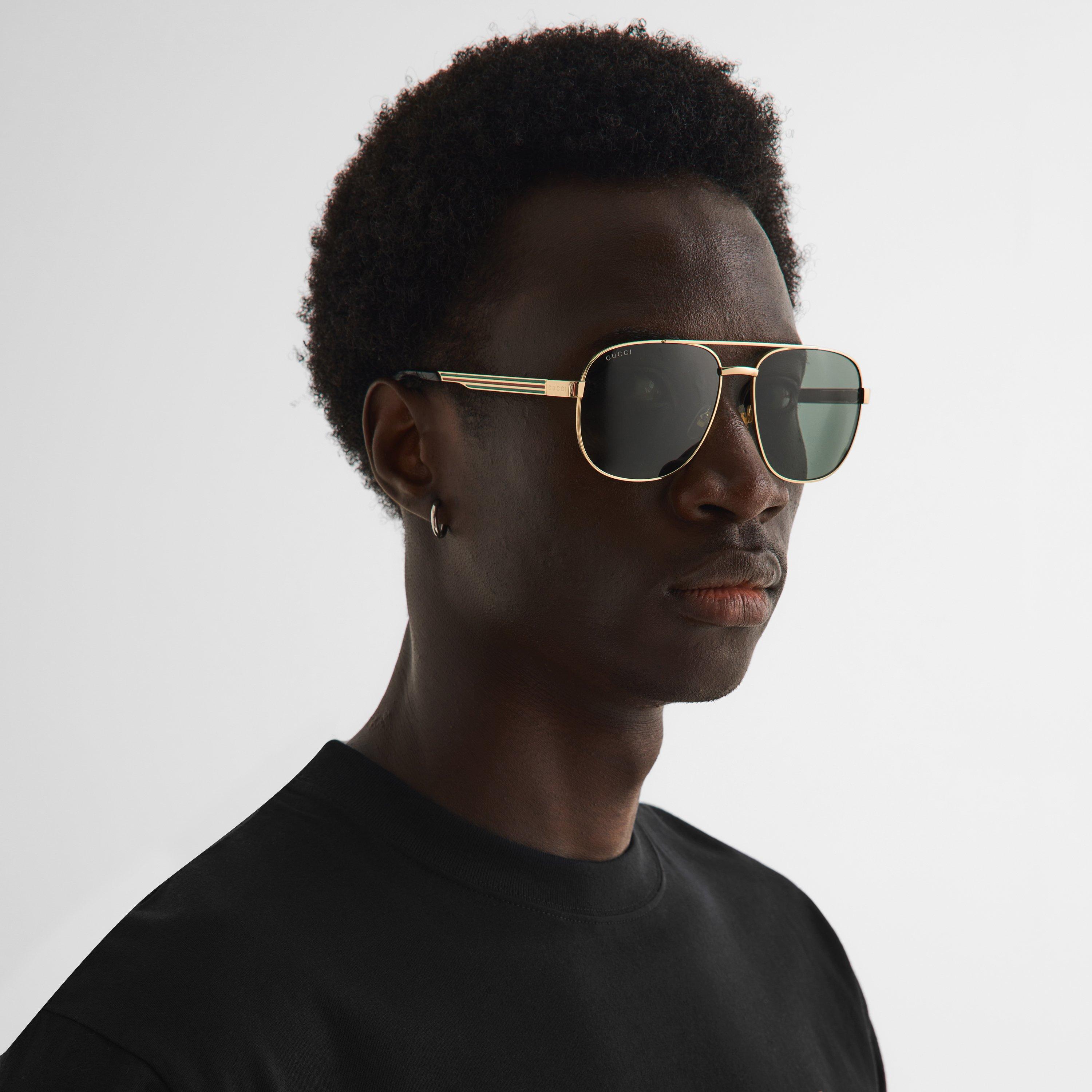 Gold/Black - Gucci - Men's GG1223S Aviator Sunglasses - 2