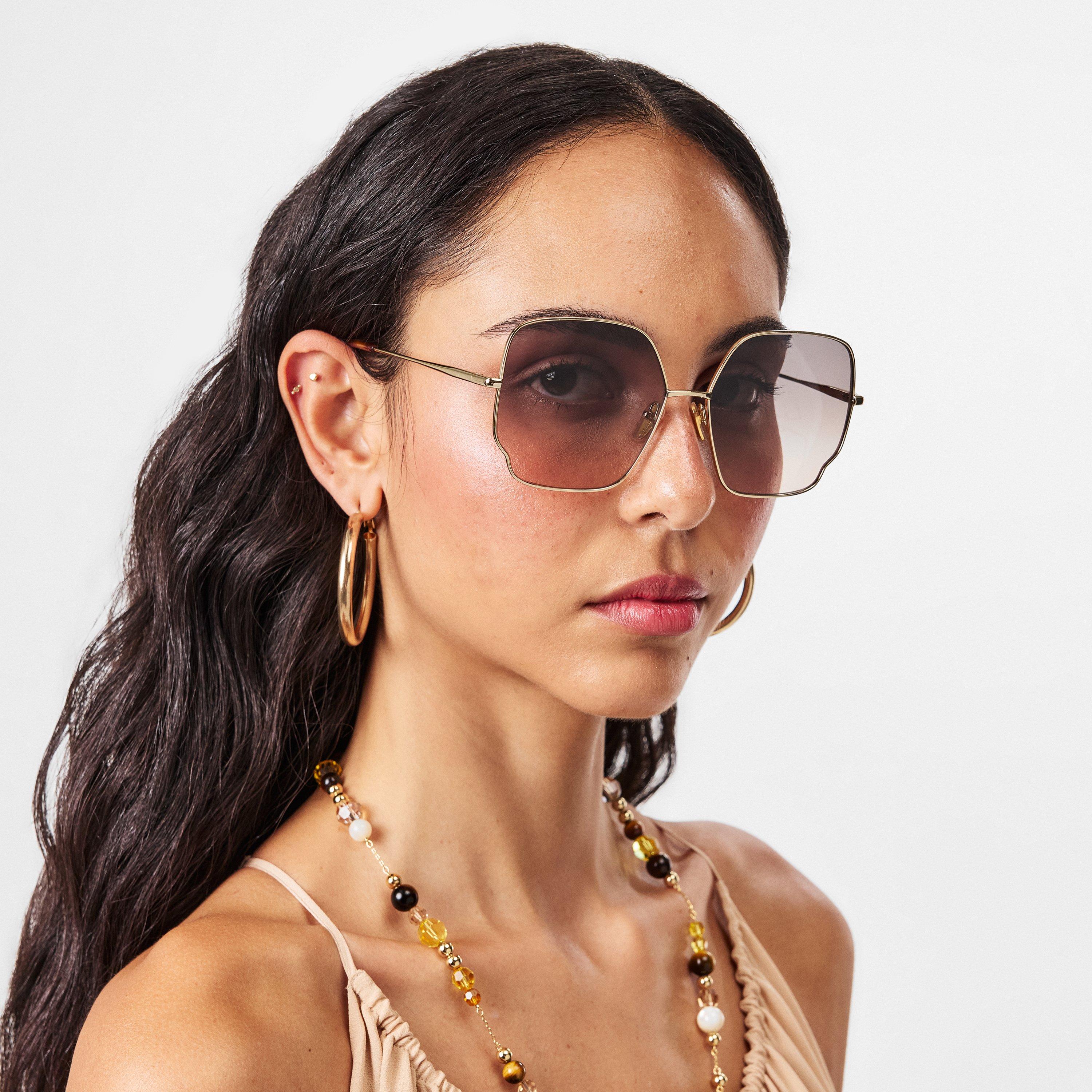 Gold/Brown - Chloe - Women's Retro Sunglasses - 3