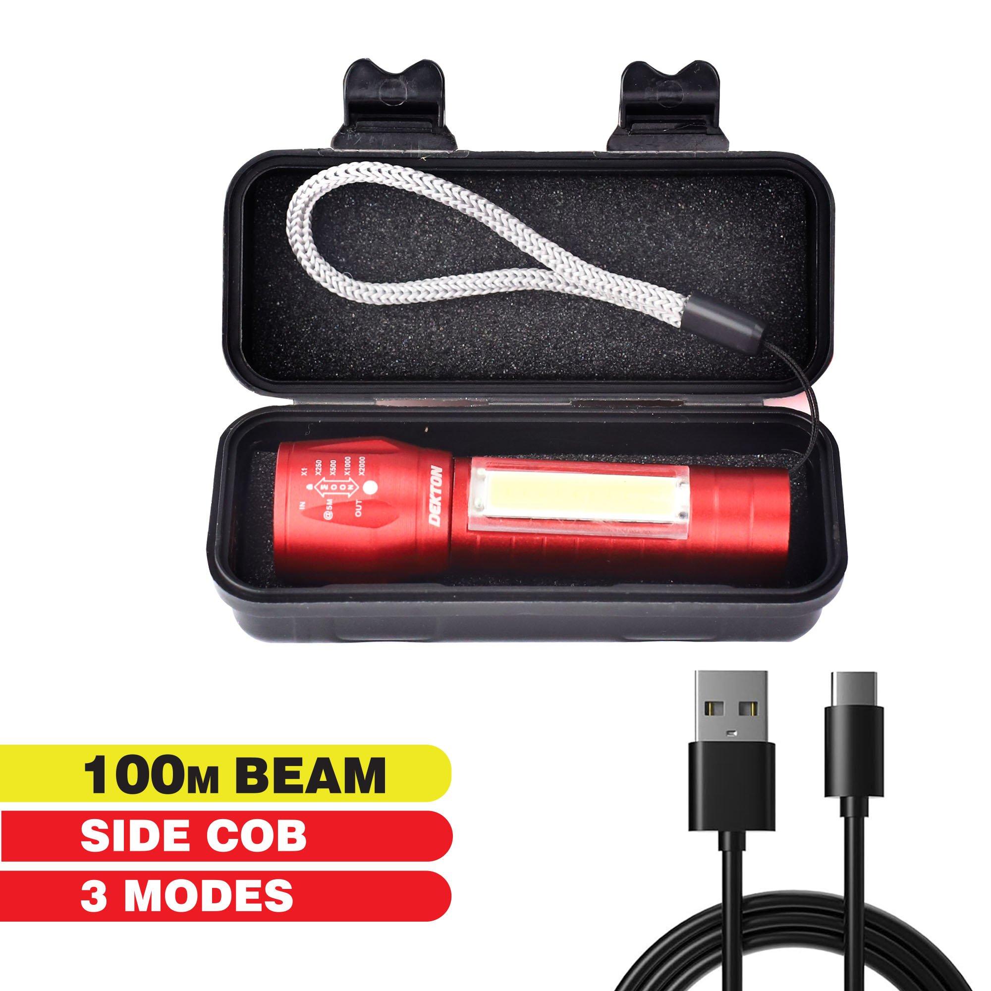 Red & Black - Dekton - Dekton Rechargeable LED Torch with carry case - 3