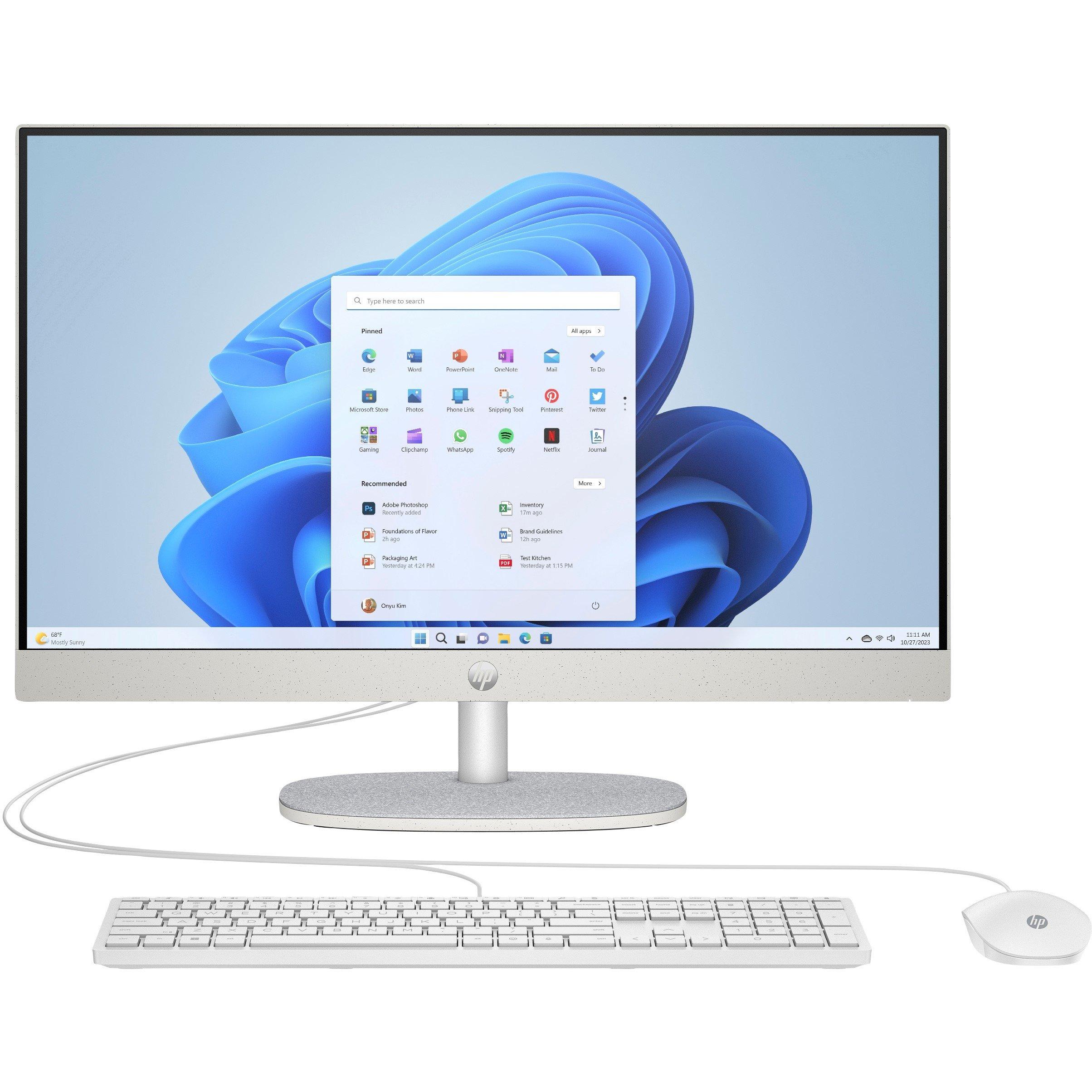 White - HP - HP 24-CR0063NA 24 Inch All in One Desktop PC - Intel Core i3-N300 8GB 256GB SSD - 1