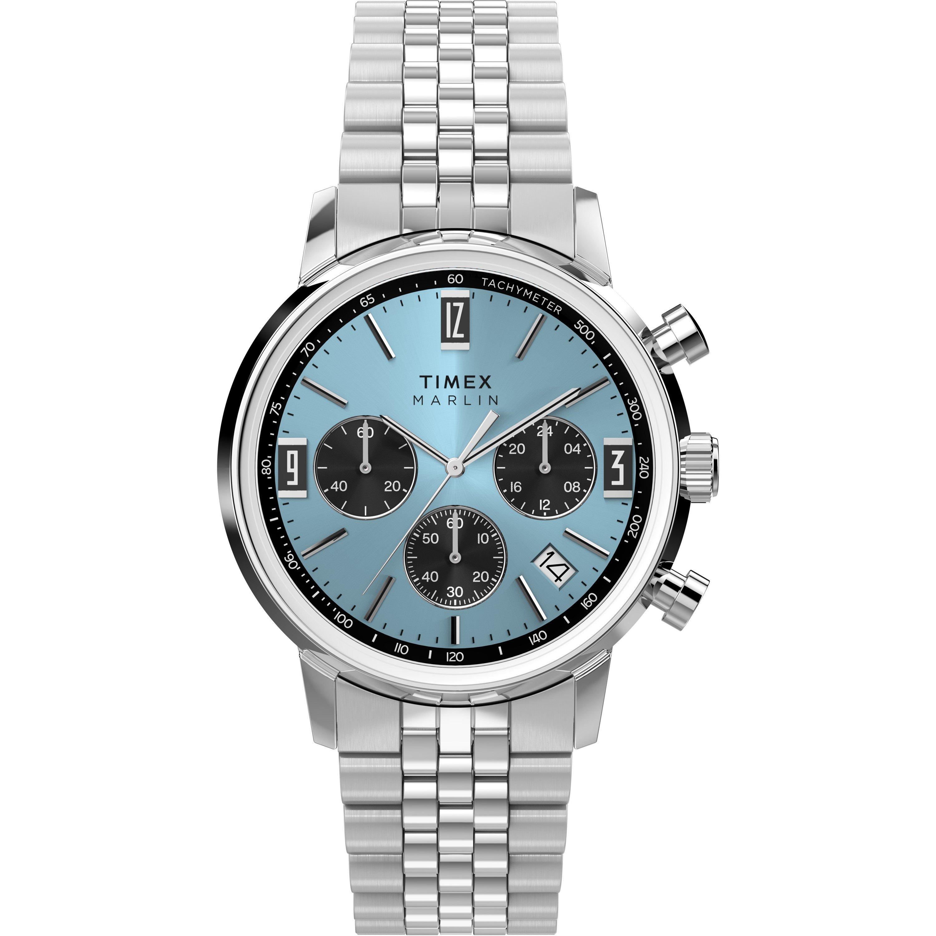Silver/Blue - Timex - Men's Marlin Quartz Analogue Watch - 1