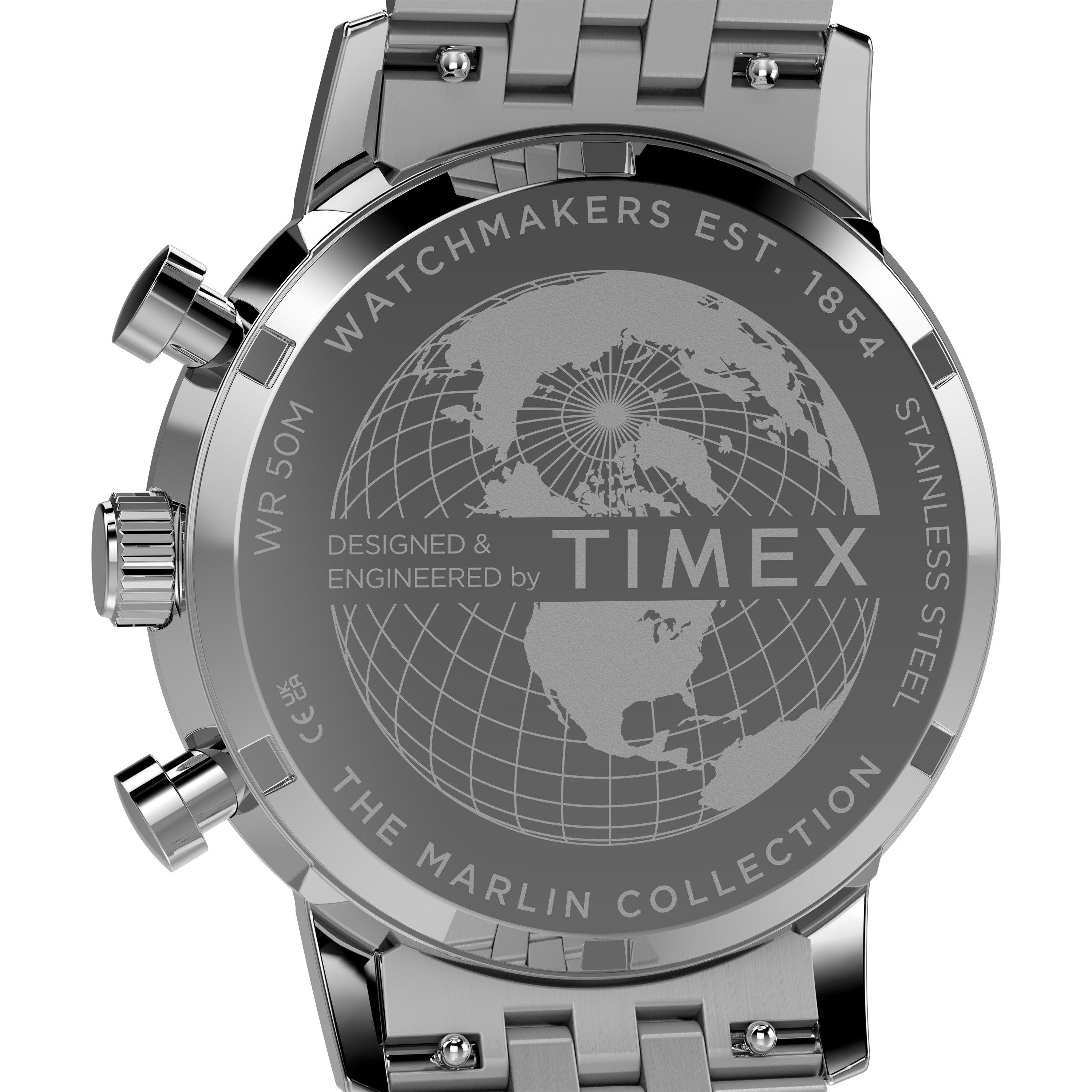 Silver/Blue - Timex - Men's Marlin Quartz Analogue Watch - 5