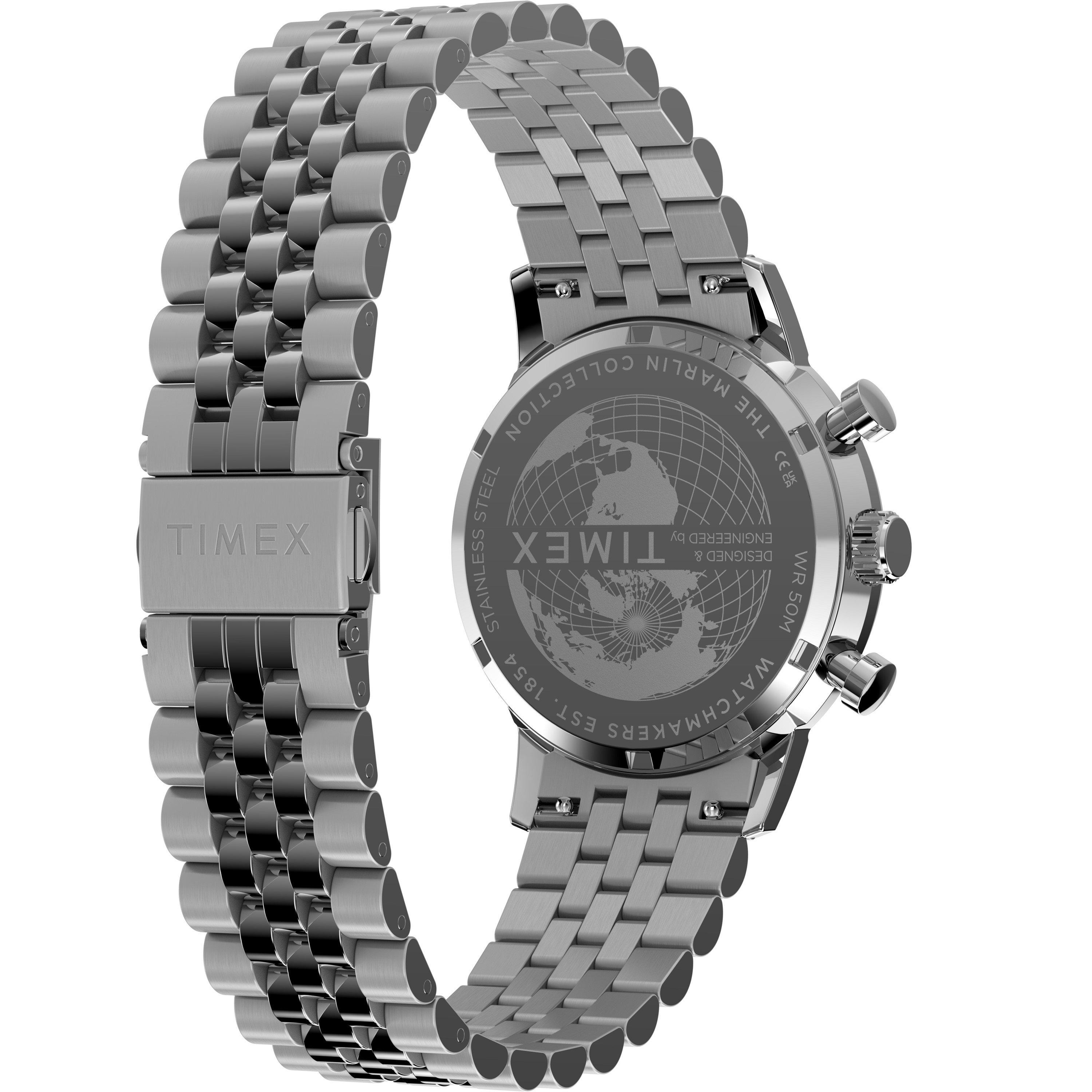 Silver/Blue - Timex - Men's Marlin Quartz Analogue Watch - 6