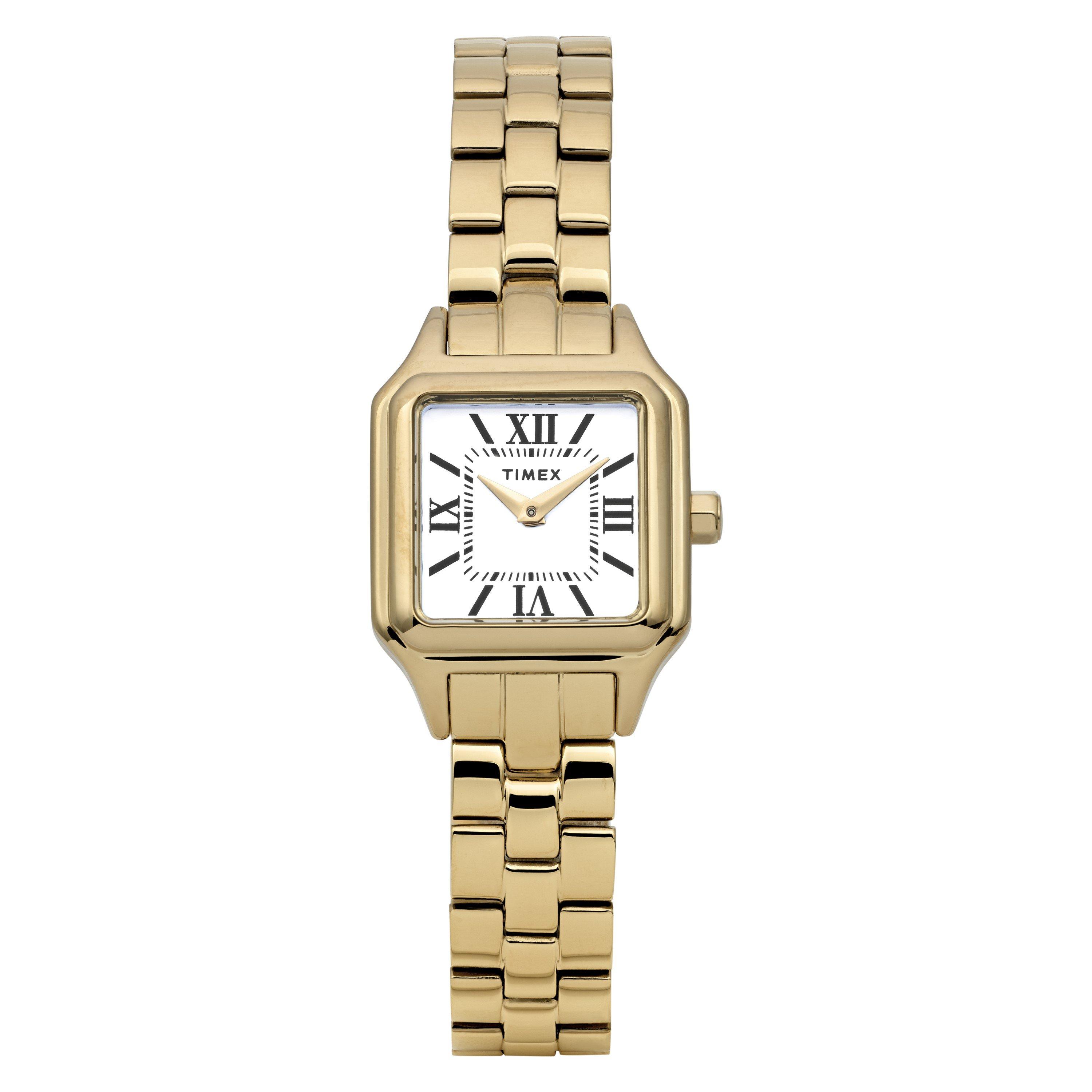 Timex  Square Analogue Quartz Watch - White/Gold-Tone - 23 mm