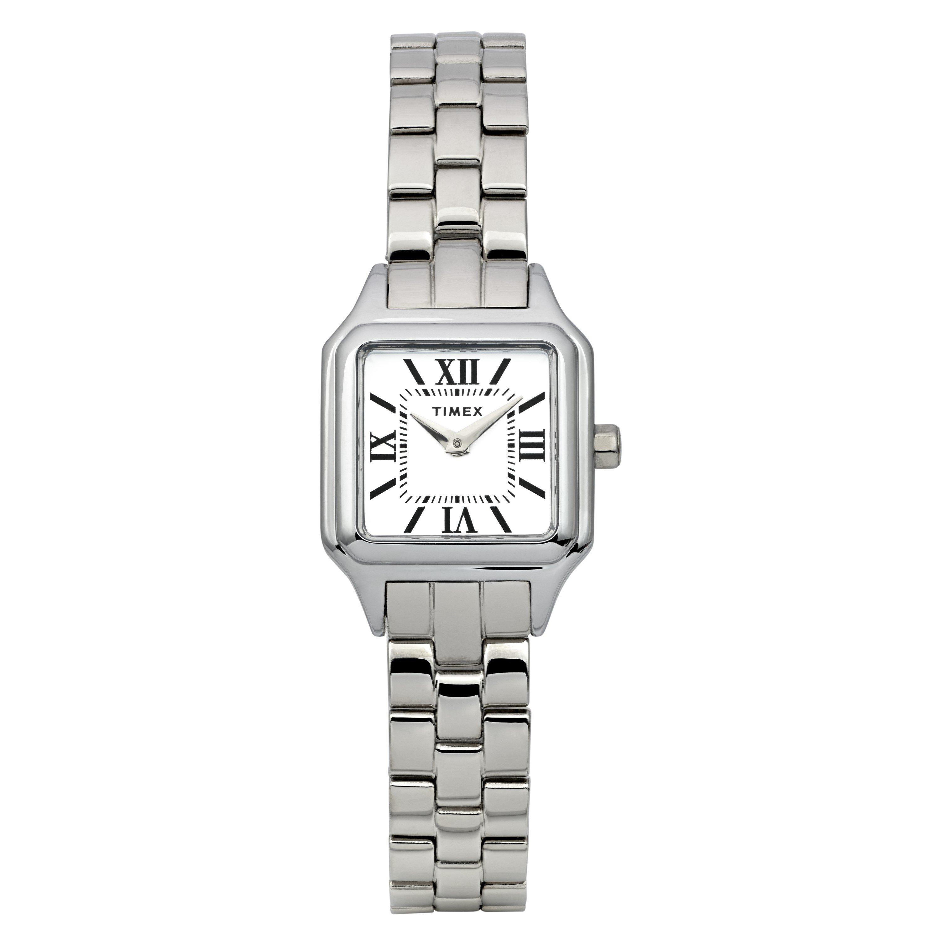 Timex  Square Analogue Quartz Watch - White/Silver - 23 mm