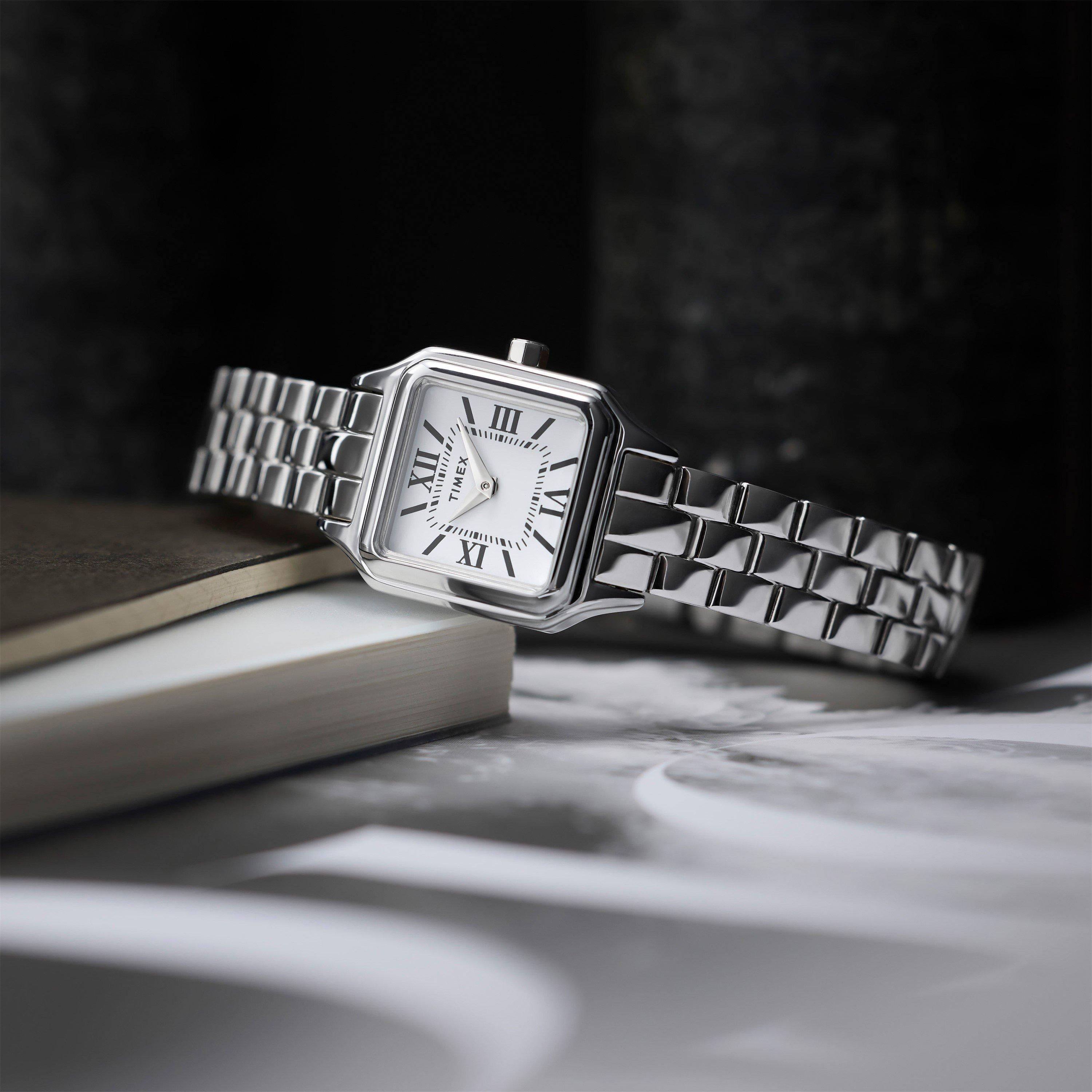 White/Silver - Timex - Square Analogue Quartz Watch - 3