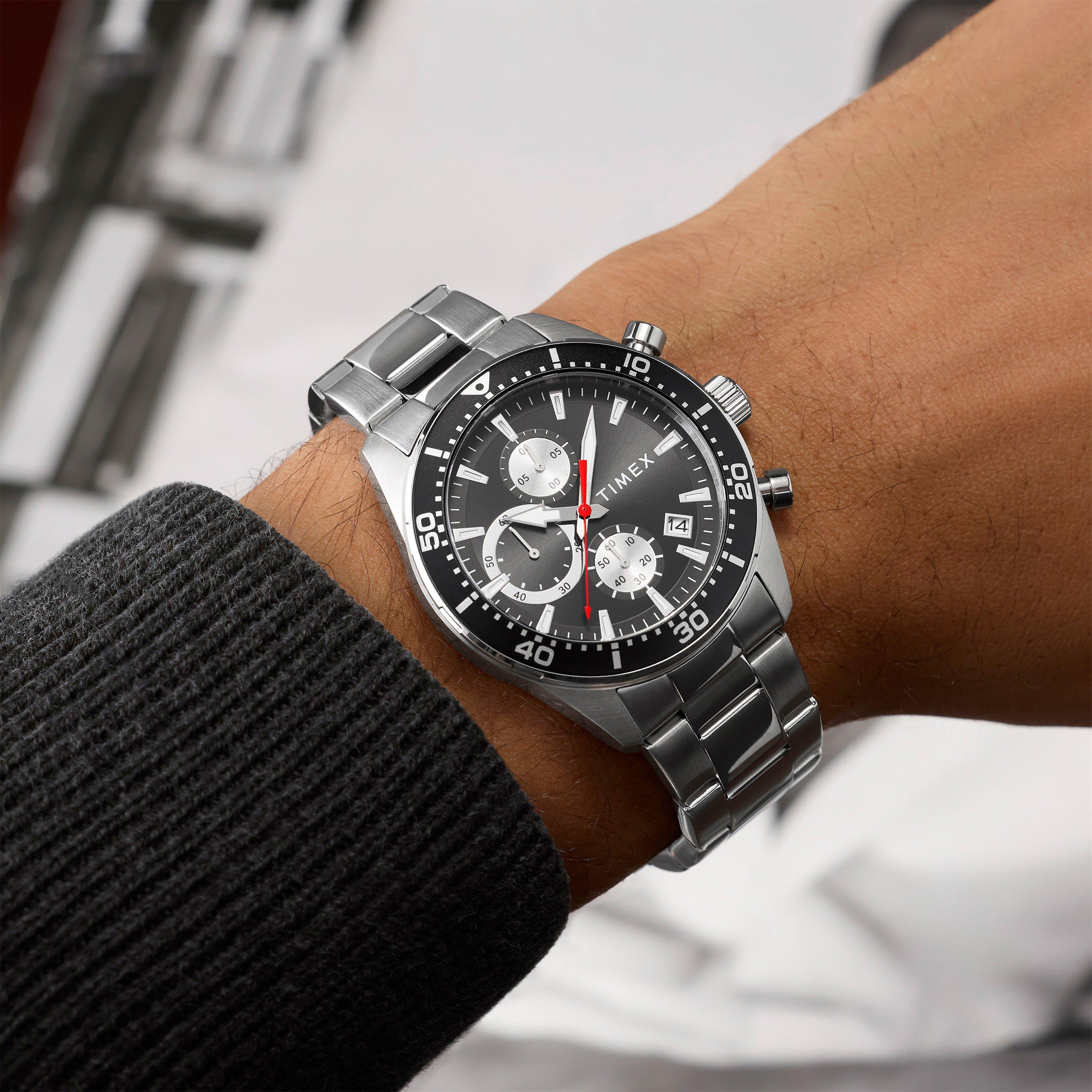 Silver/Black - Timex - Men's Trend Chrono Analogue Quartz Watch - 2