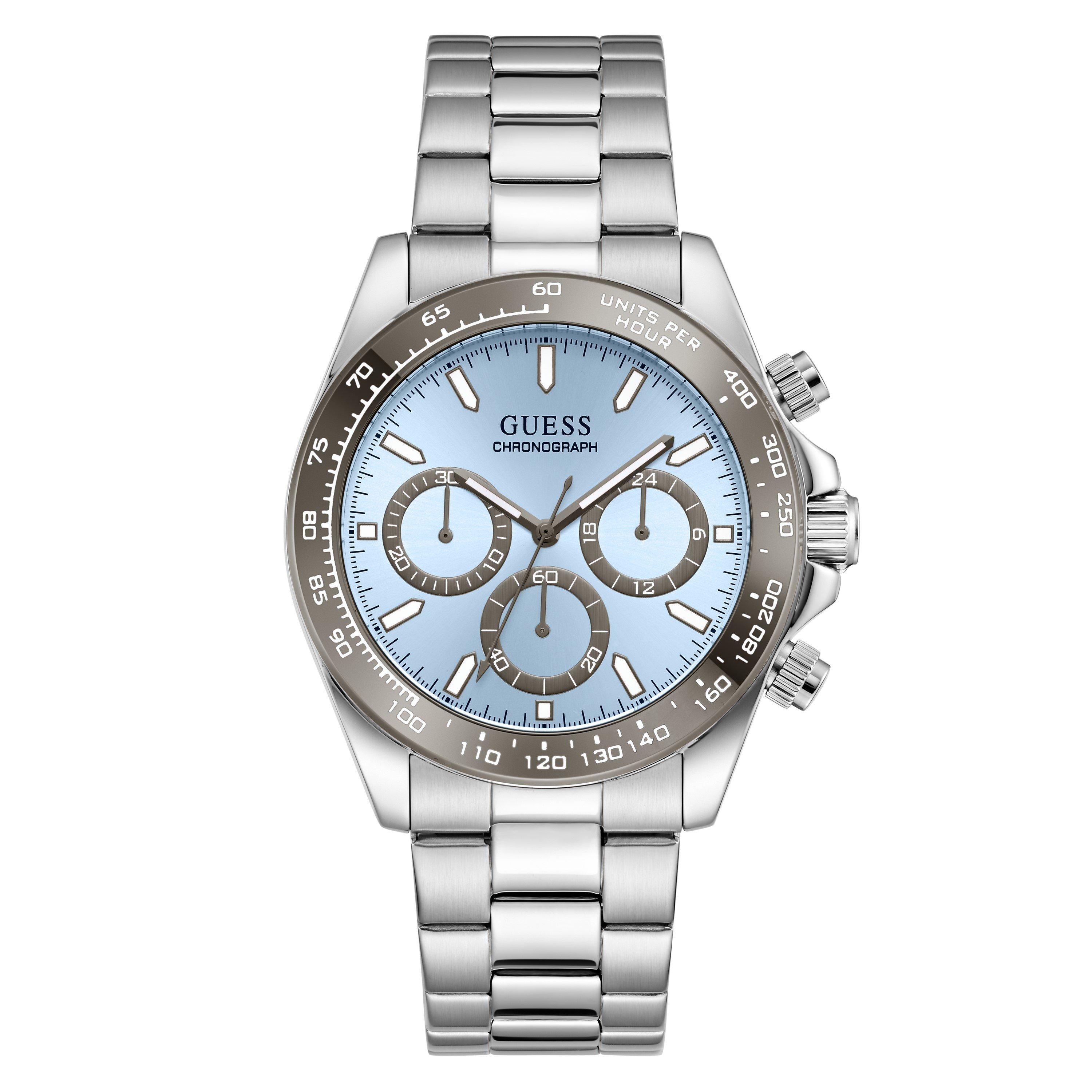Ice Blue/Silver - Guess - Men's Arthur Quartz Analogue Watch - 1
