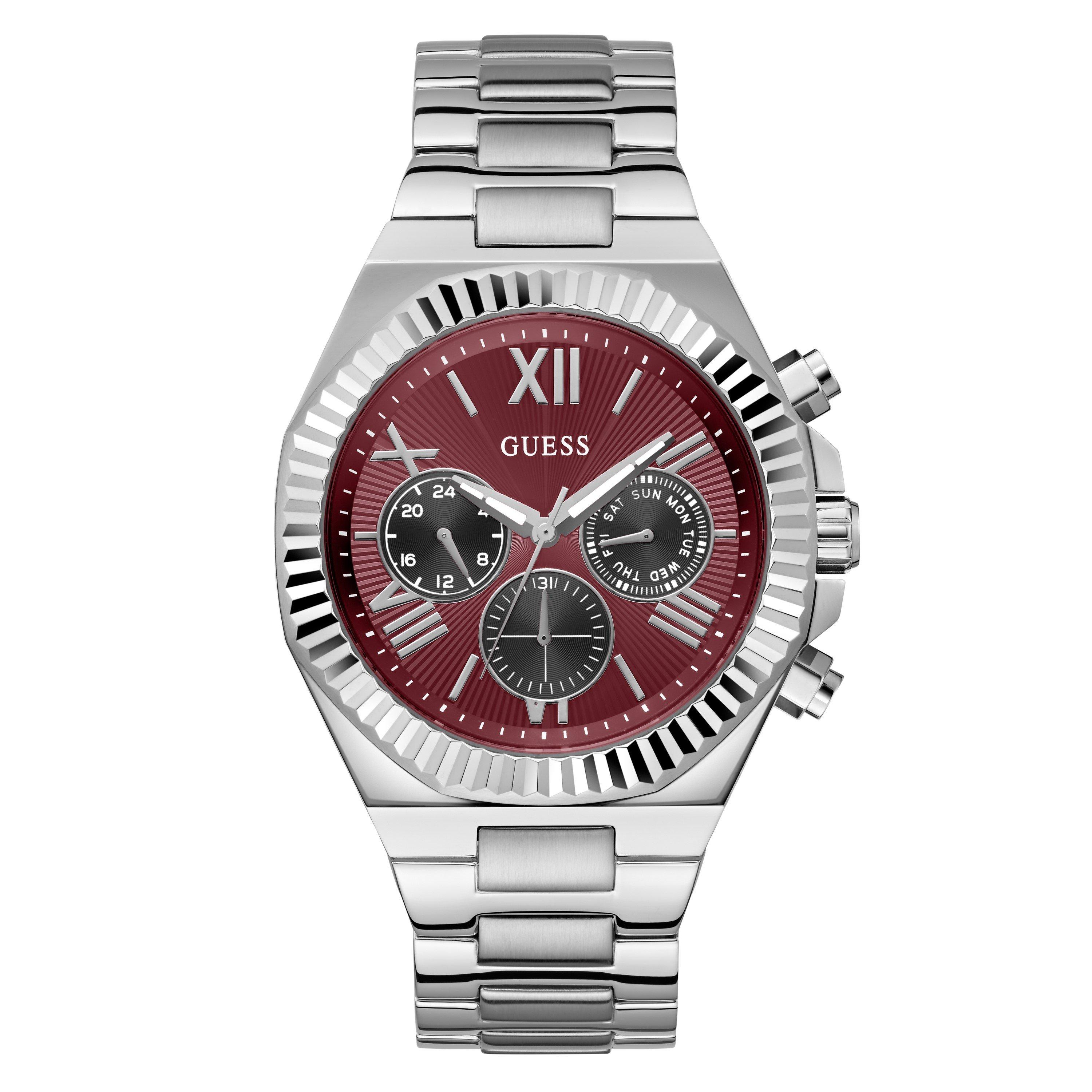 Burgundy/Silver - Guess - Men's Equity Quartz Analogue Watch - 1