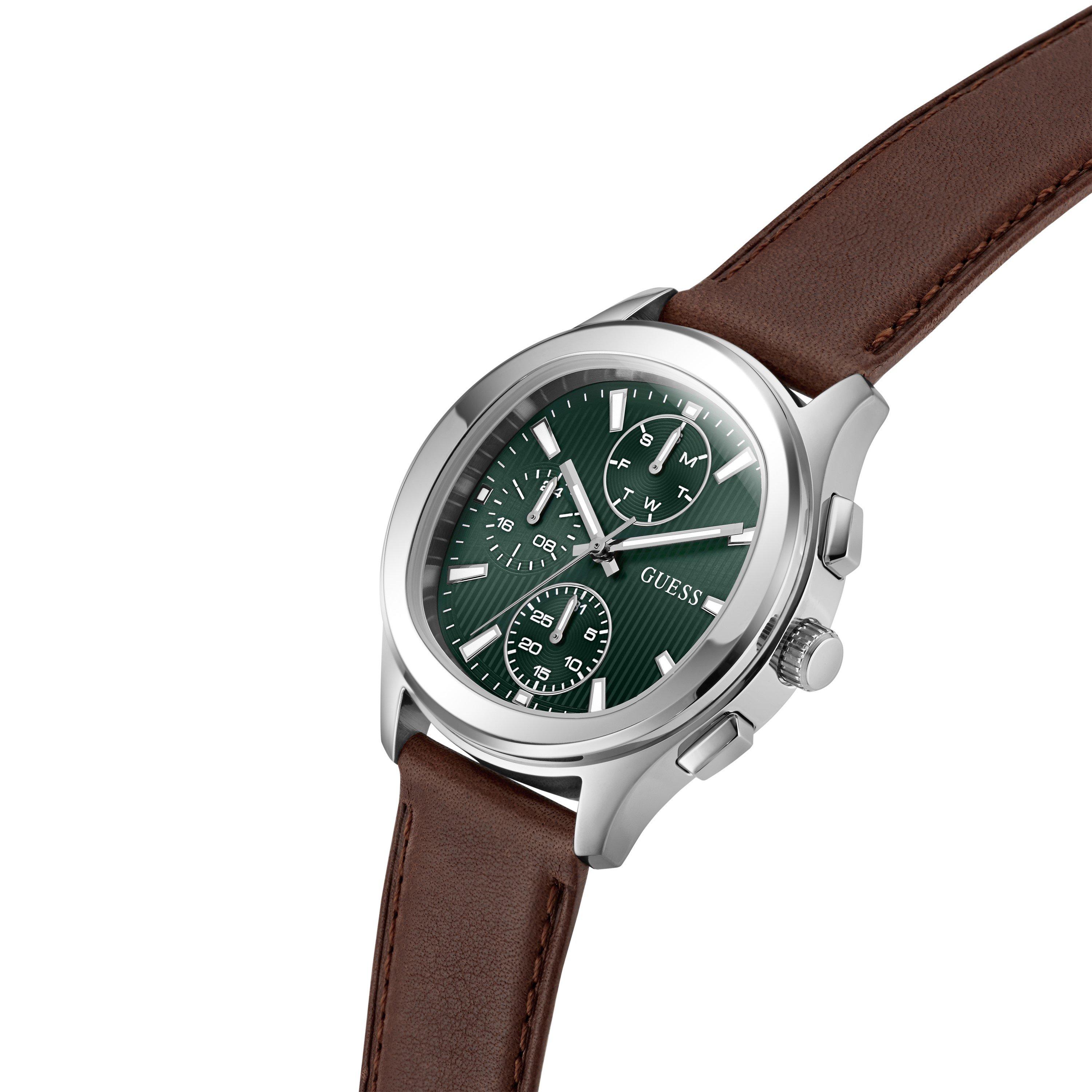 Green/Silver - Guess - Men's Palmer Quartz Analogue Watch - 4