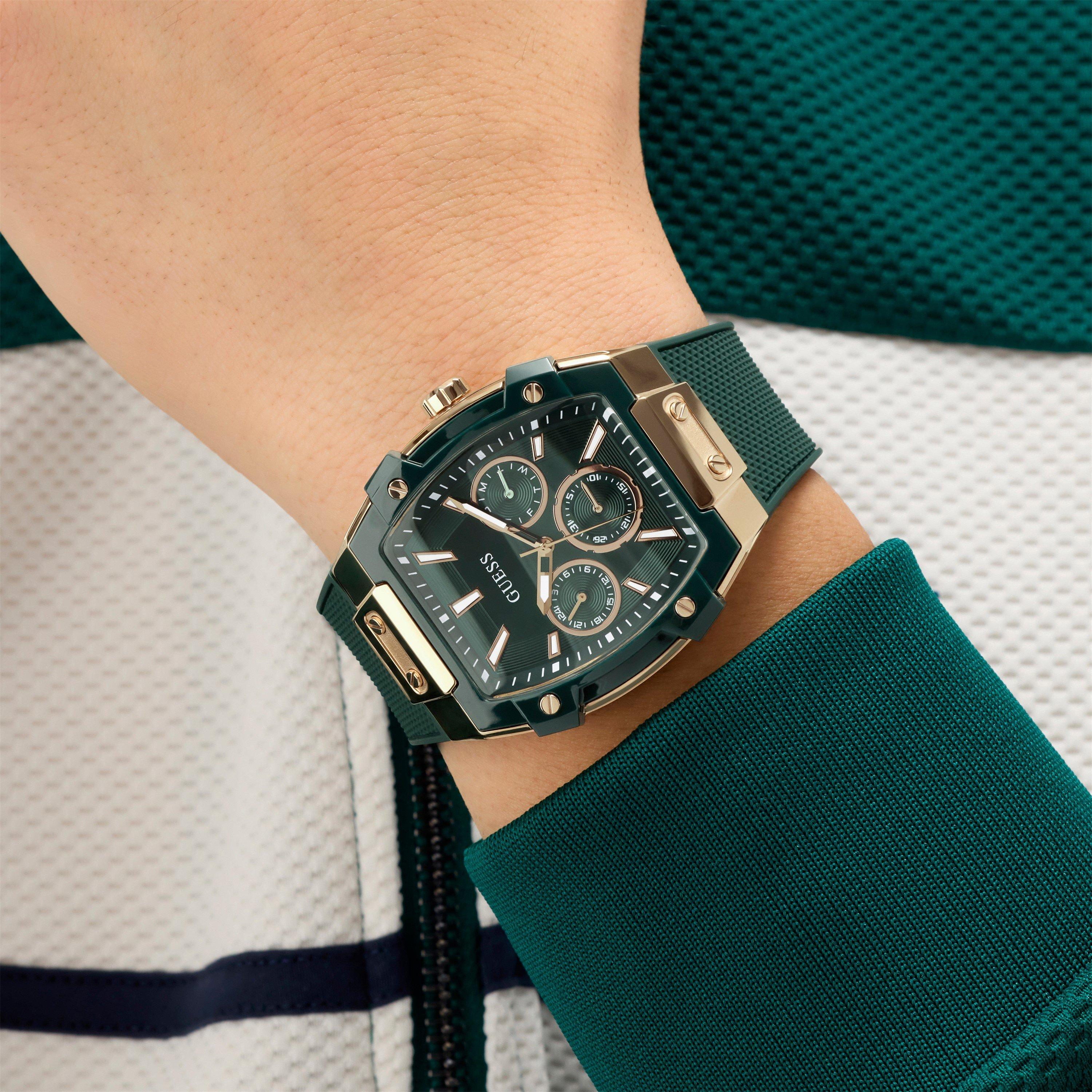 Green/Gold tone - Guess - Men's Phoenix Quartz Analogue Watch - 2