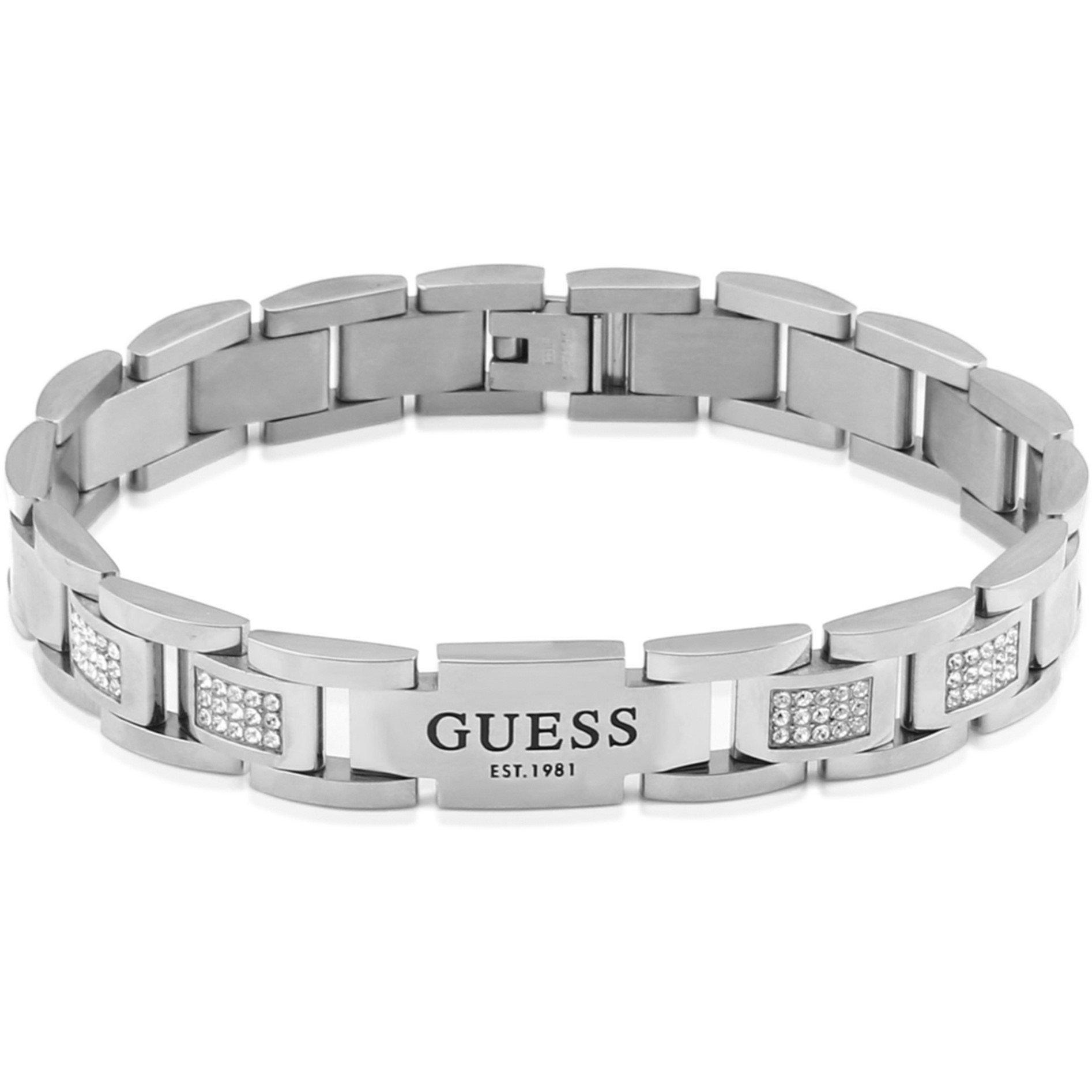 Steel - Guess - Guess 12mm Flat Chain & White Cz Bracelet