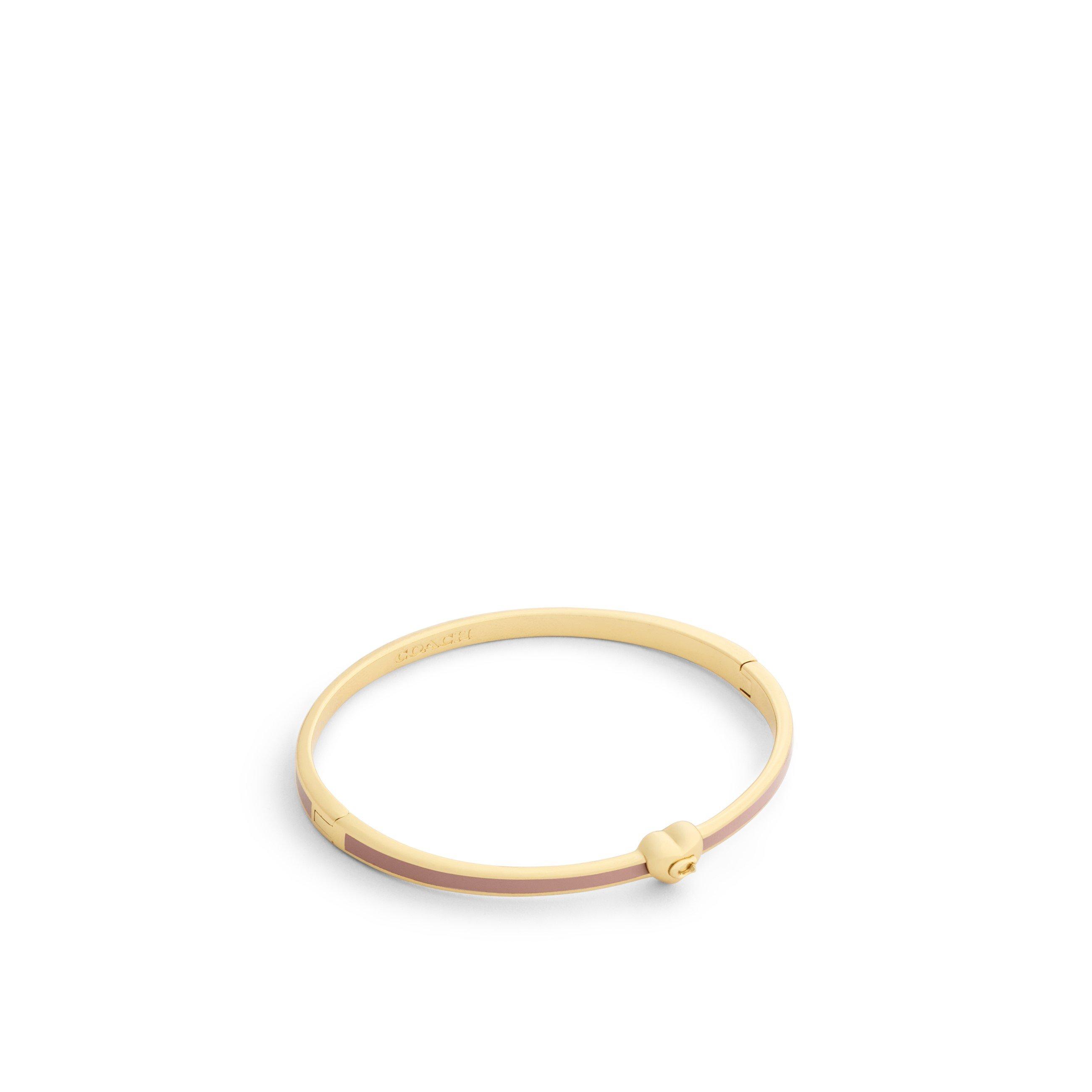 light pink - Coach - Women's Heart Enamel Thin Hinged Bangle - 1