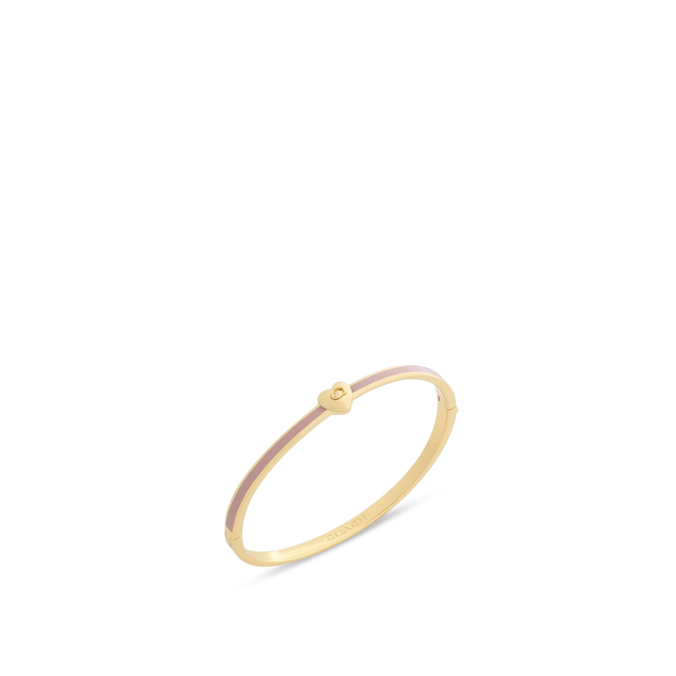 light pink - Coach - Women's Heart Enamel Thin Hinged Bangle - 2