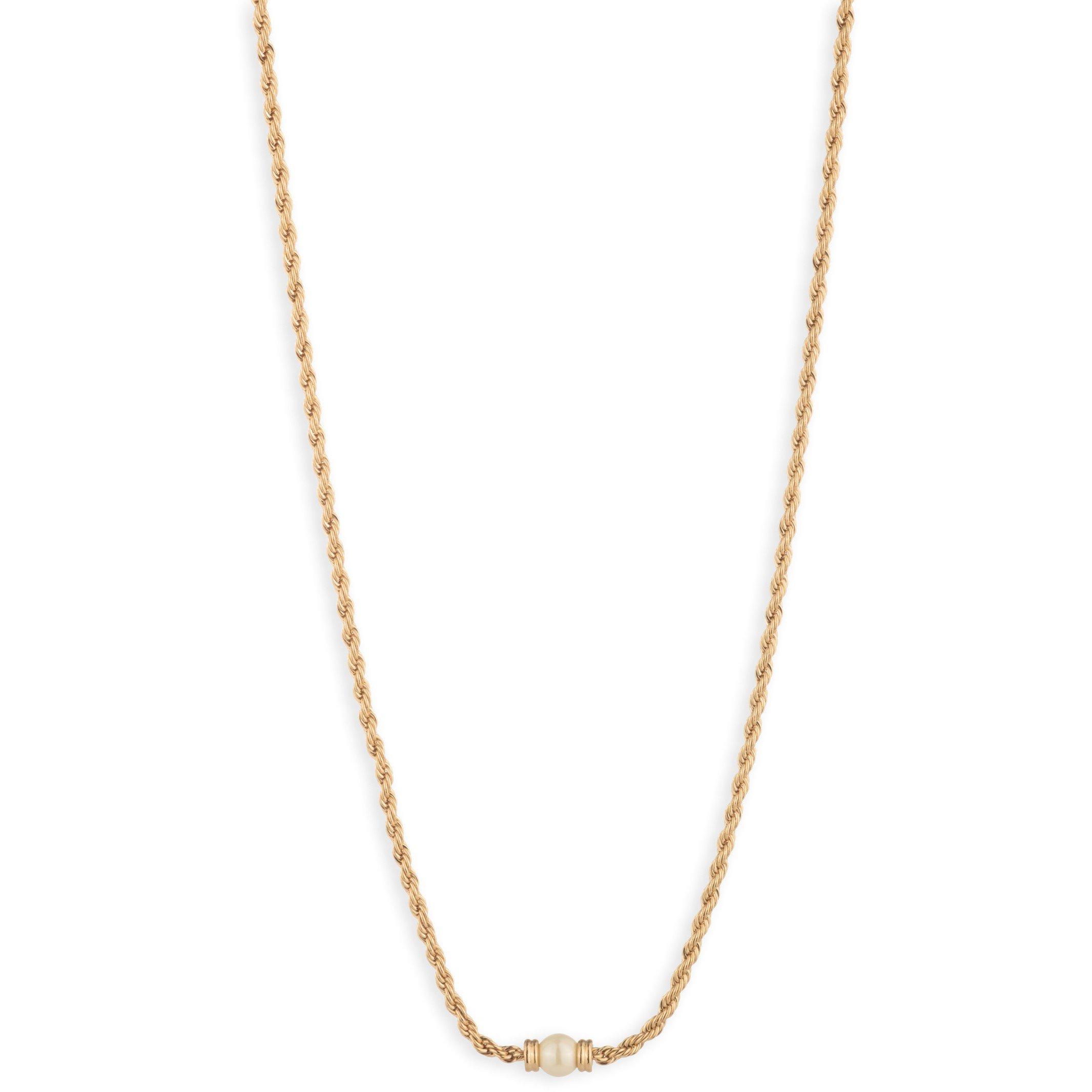 GLD/WHITE - Lauren by Ralph Lauren - Lauren Ralph Lauren Gold & Pearl Rope Necklace - 1