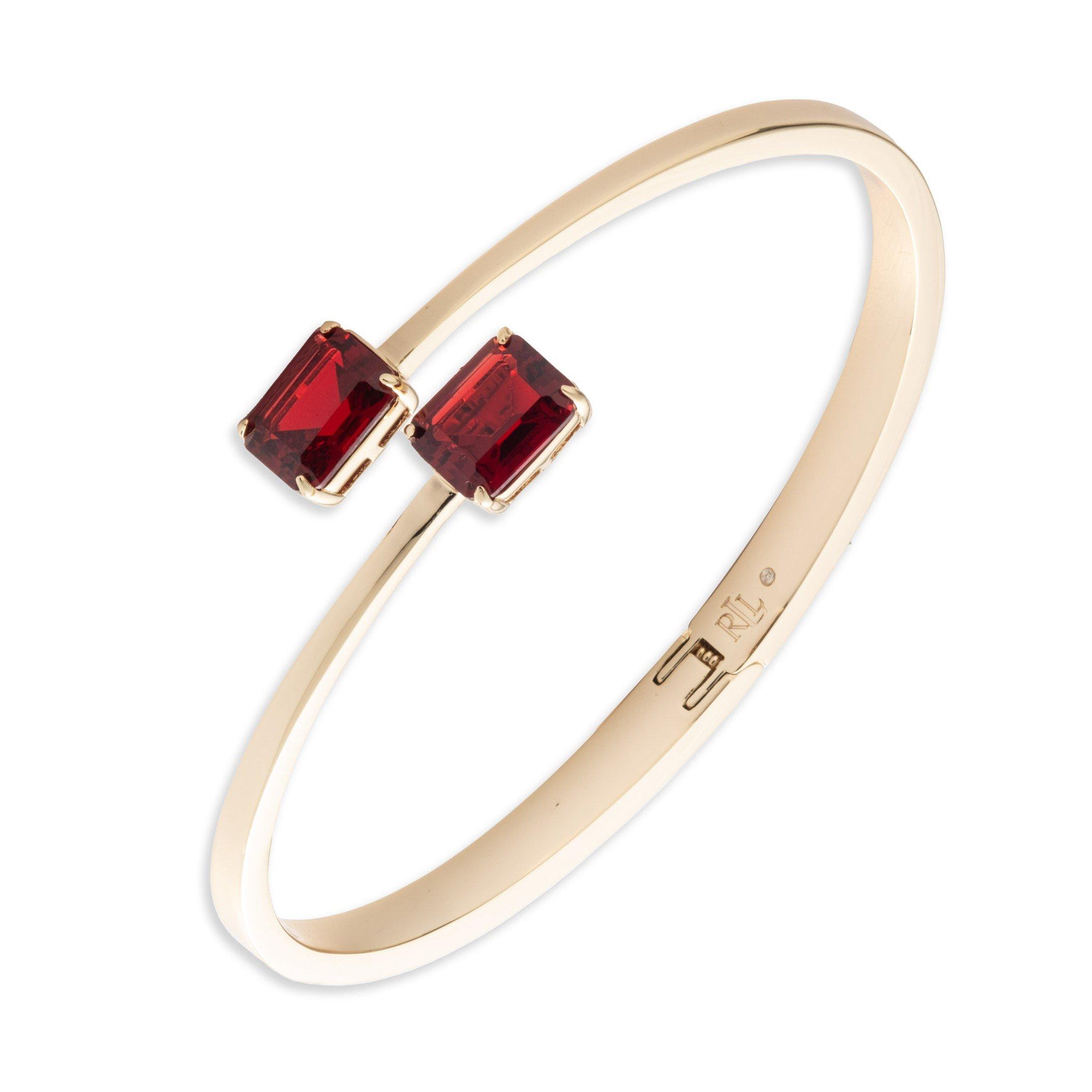 GLD/SIAM - Lauren by Ralph Lauren - Lauren Ralph Lauren Gold Tone & Siam Red Bypass Cuff - 1