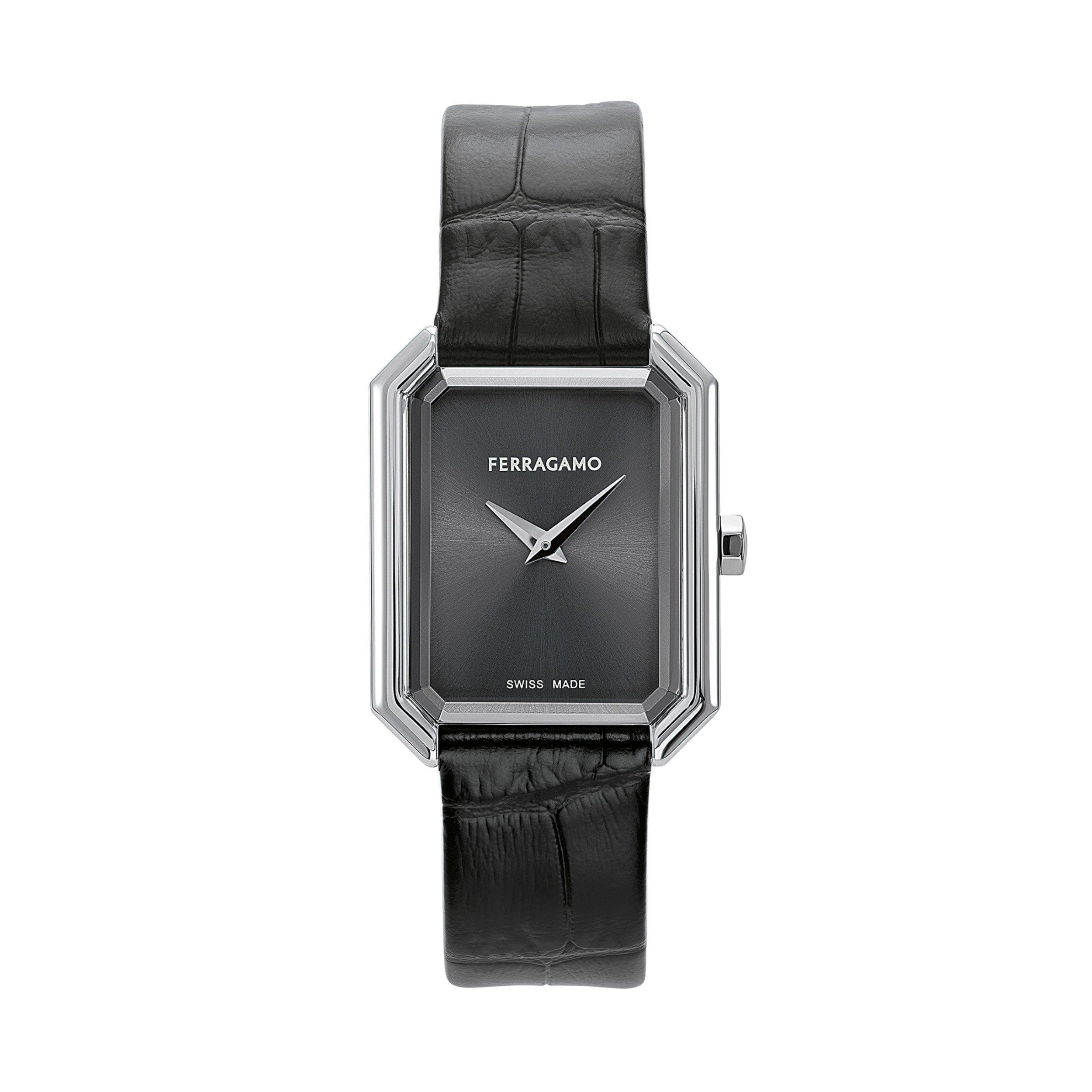 Black - Ferragamo - Men's Tank Analogue Quartz Watch - 1