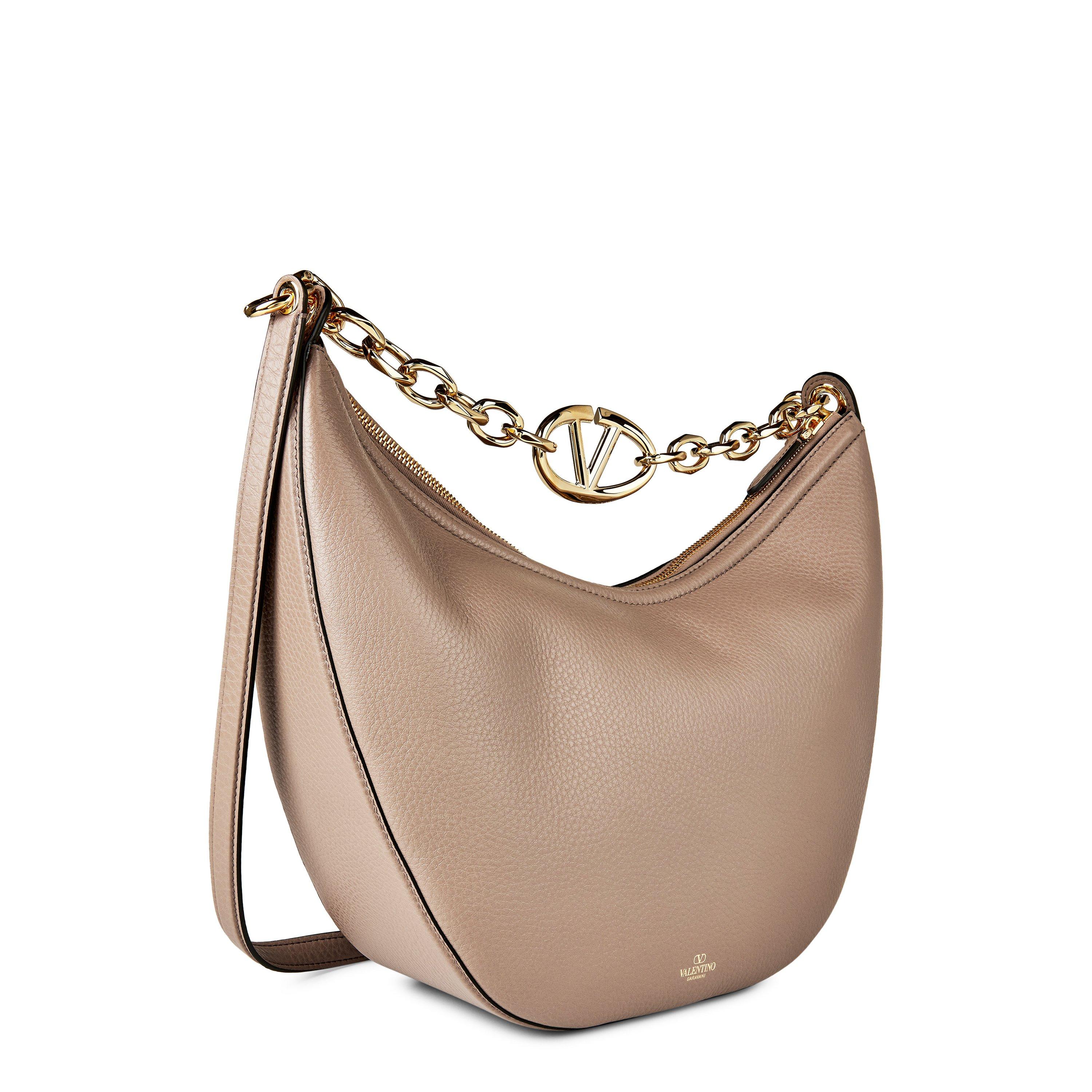 関税込 VALENTINO VLOGO MOON ミディアム ホーボーバッグ Valentino Garavani VLogo Moon shoulder bag for Women - Black