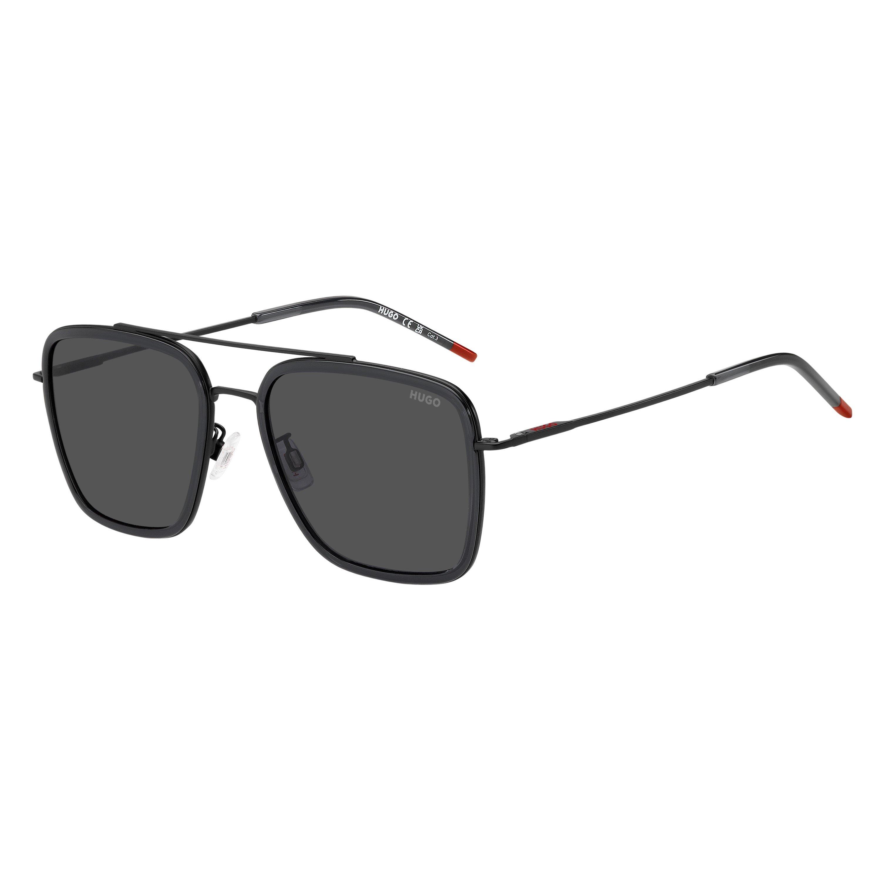 Grey - Hugo - Men's Square Aviator Sunglasses - 1